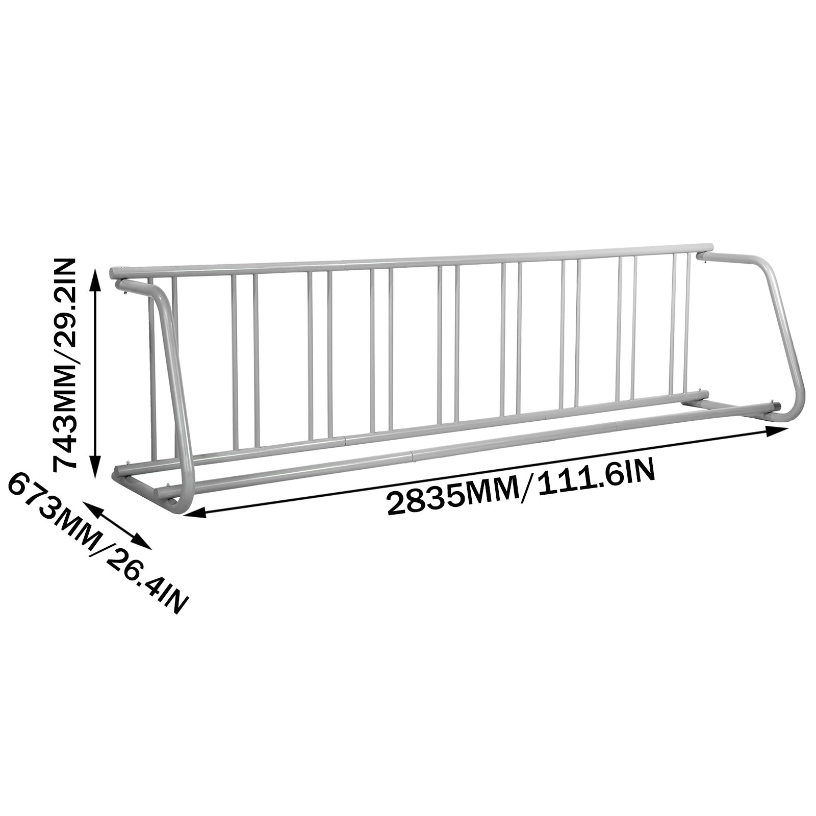 111" Length Floor Bike Rack, 9 Holders All-Steel Grid Bike Rack, Single-Side Storage Stand for Garages Streets Yards
