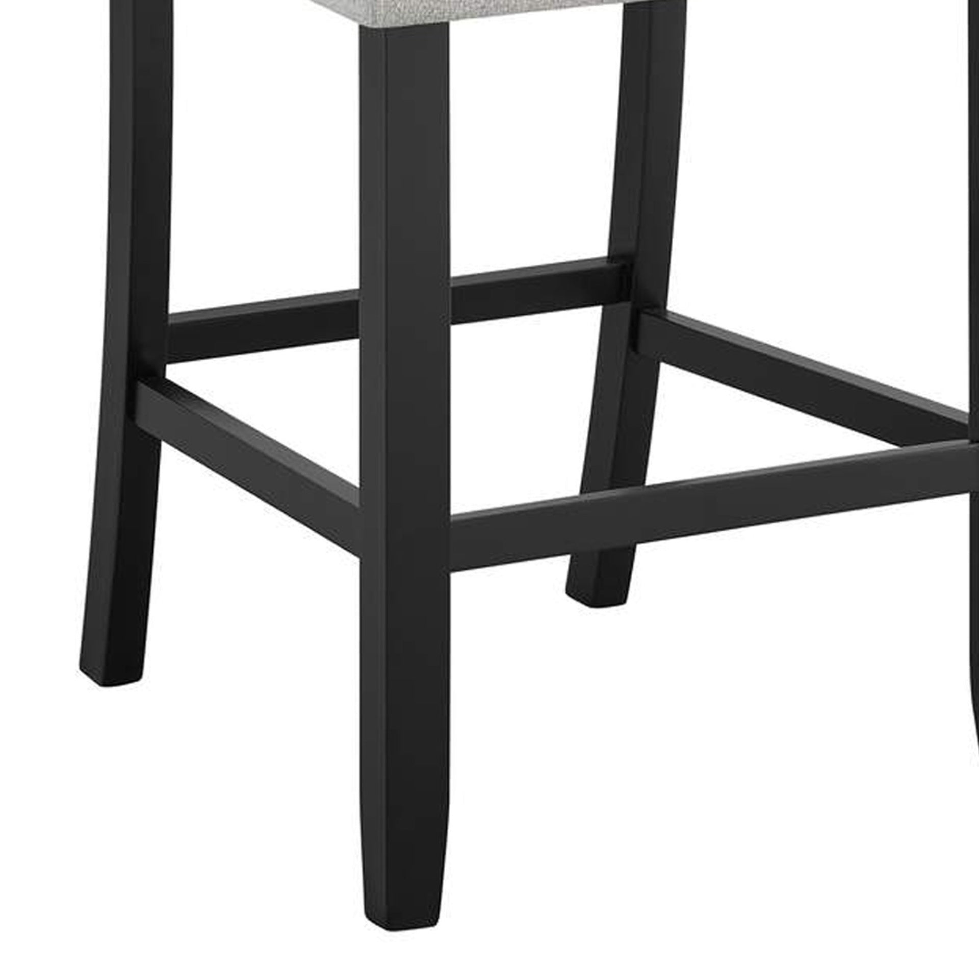 Riac Set of 2 Counter Height Chairs, Black Wood, Dove Gray Fabric Seat
