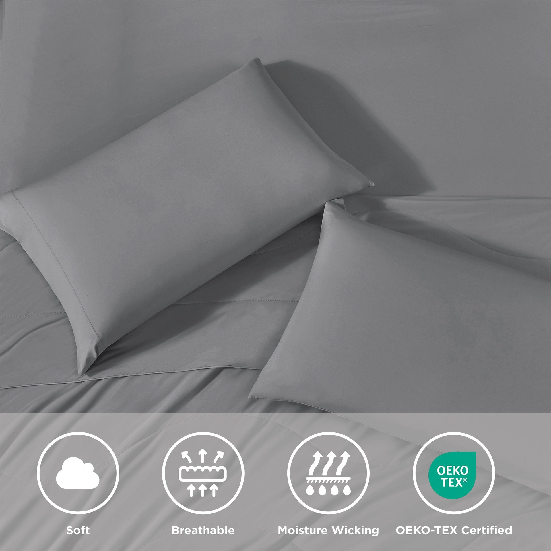 3-Piece King Cooling 3pc Sheet Set,Gray