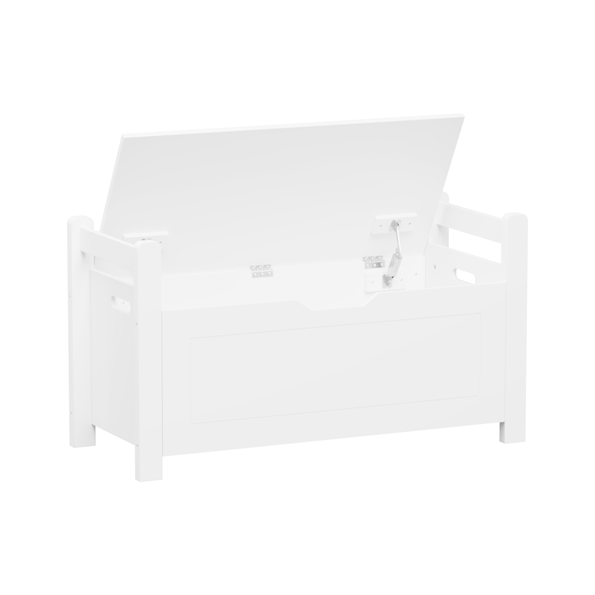 Kids Toy Box Chest, White Toy Box for Boys Girls, Large Storage Cabinet with Cushion Seat Bench/Flip-Top Lid/Safety Hinge, Toy Storage Organizer Trunk for Nursery, Playroom