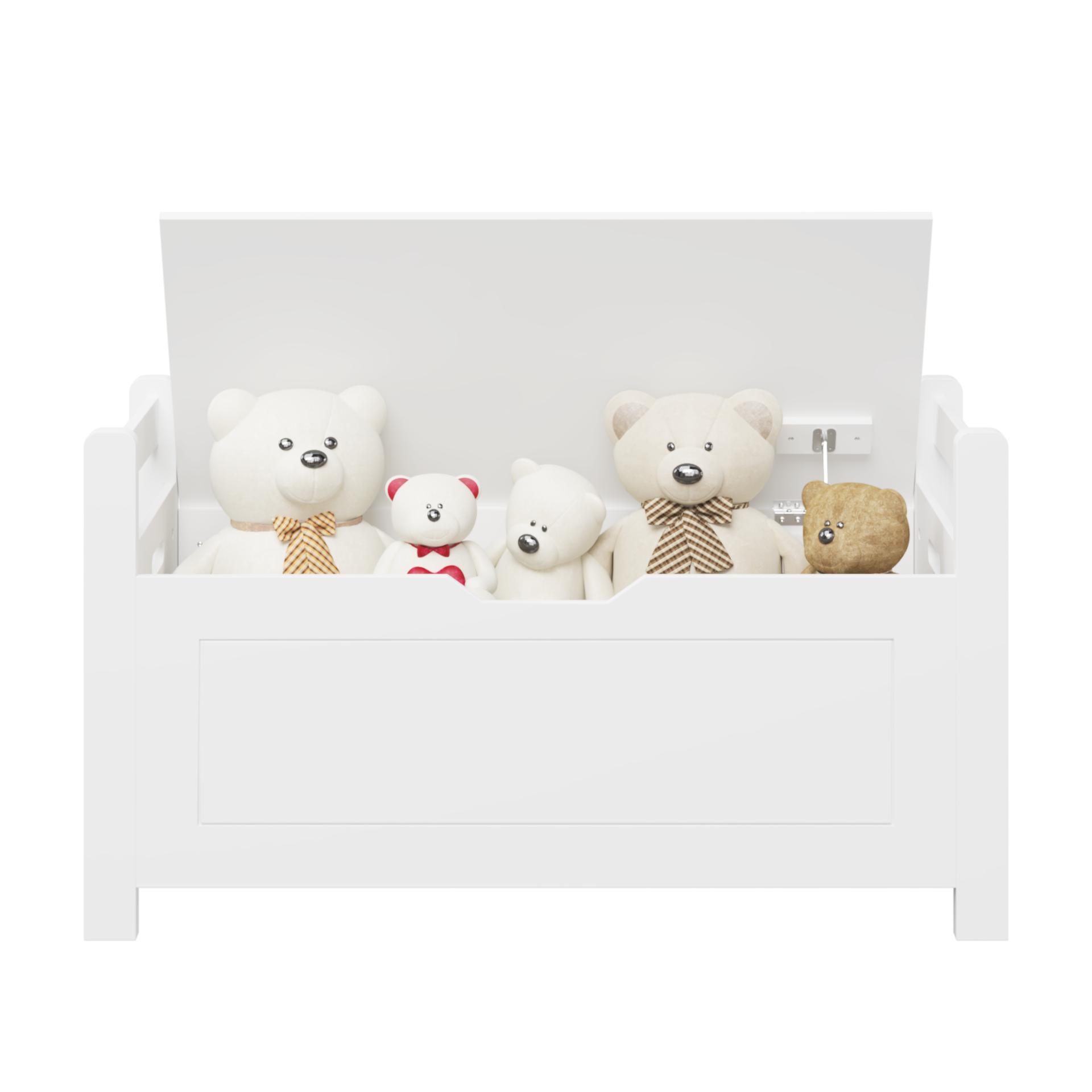 Kids Toy Box Chest, White Toy Box for Boys Girls, Large Storage Cabinet with Cushion Seat Bench/Flip-Top Lid/Safety Hinge, Toy Storage Organizer Trunk for Nursery, Playroom