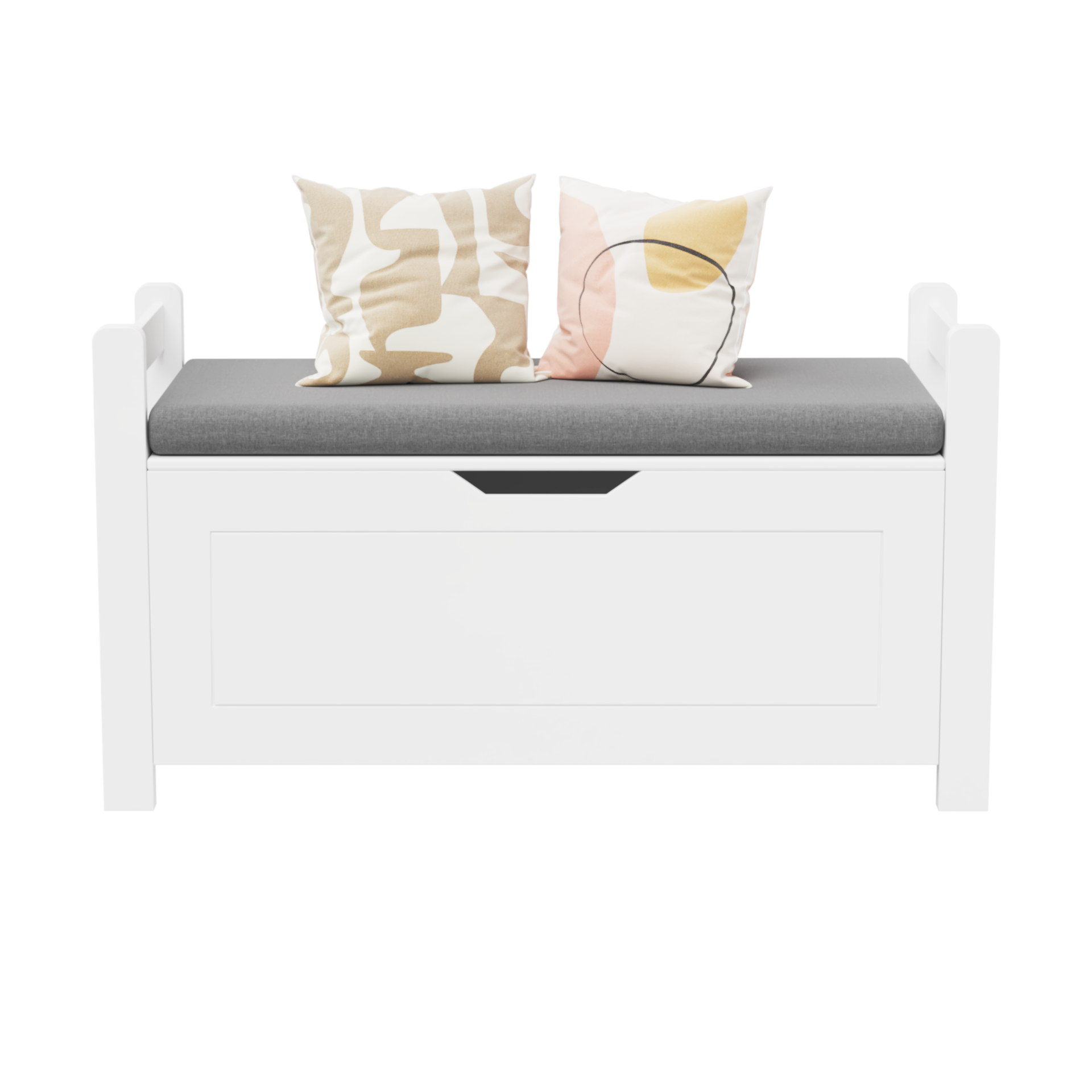 Kids Toy Box Chest, White Toy Box for Boys Girls, Large Storage Cabinet with Cushion Seat Bench/Flip-Top Lid/Safety Hinge, Toy Storage Organizer Trunk for Nursery, Playroom