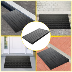 Rubber Threshold Ramp, 2.6" Rise Threshold Ramp Doorway, 3 Channels Cord Cover Rubber Solid Threshold Ramp, Transitions Rubber Angled Entry Rated 2200Lbs Load Capacity for Wheelchair and Scooter