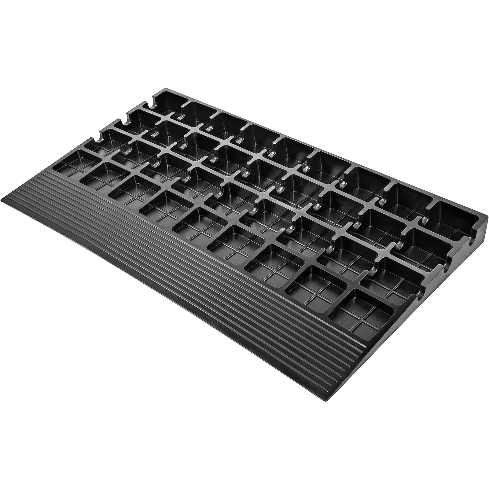 Rubber Threshold Ramp, 2.6" Rise Threshold Ramp Doorway, 3 Channels Cord Cover Rubber Solid Threshold Ramp, Transitions Rubber Angled Entry Rated 2200Lbs Load Capacity for Wheelchair and Scooter