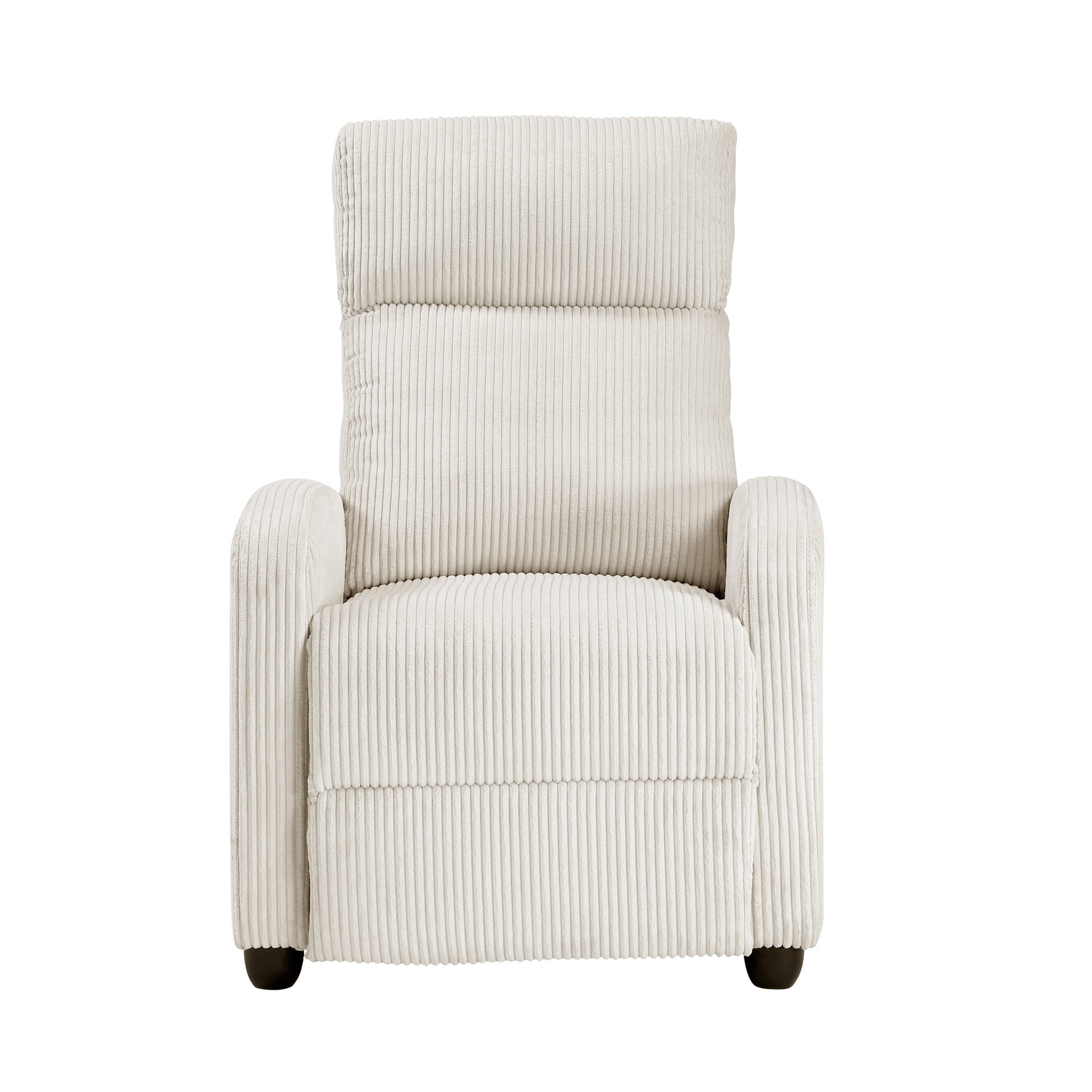 Modern Push Back Recliner Chair Beige Soft Corduroy Upholstery Comfort Solid Wood Living Room Furniture 1pc