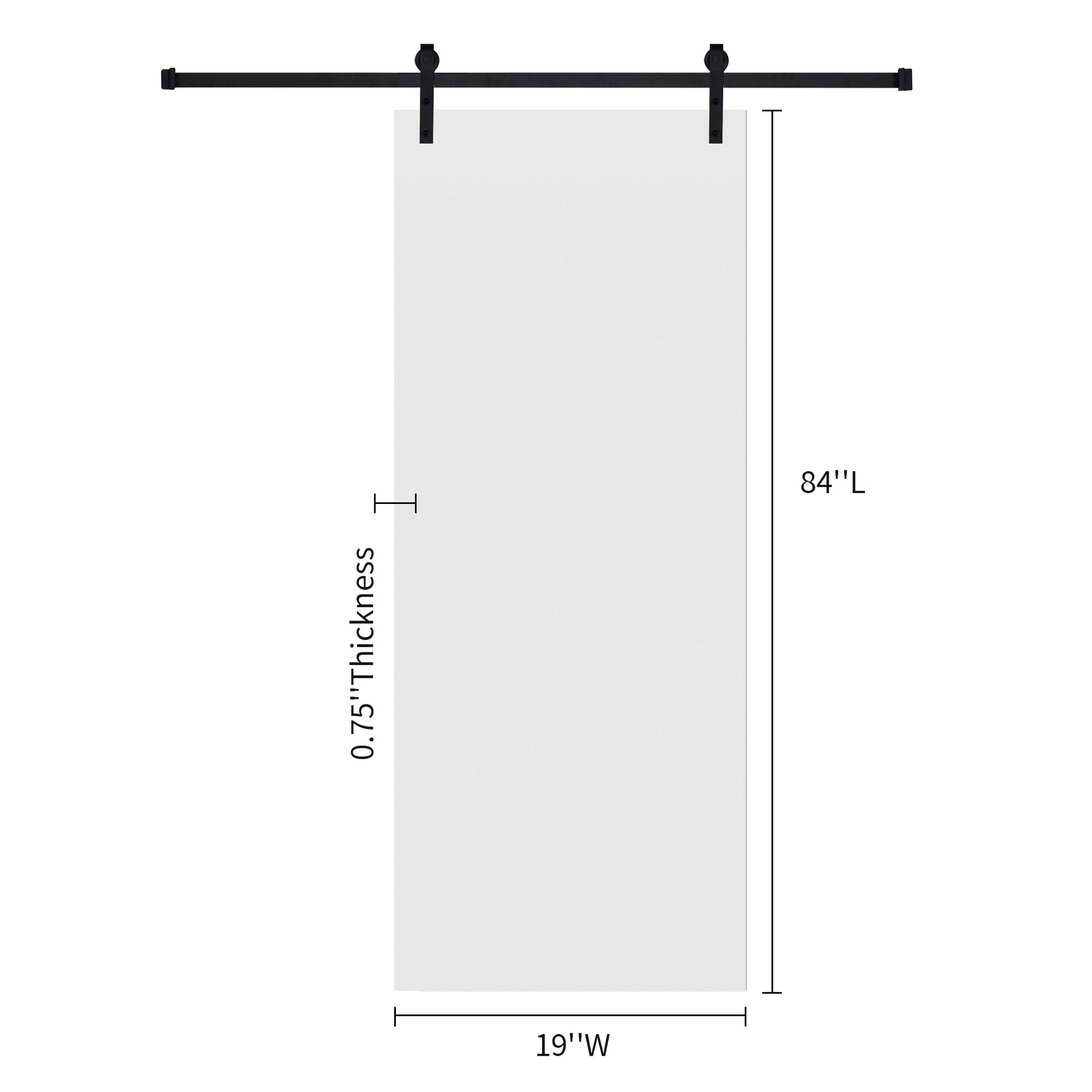 18Double Modern flat panel  19 in. x 84 in. MDF White Barn Sliding Door With Hardware kit