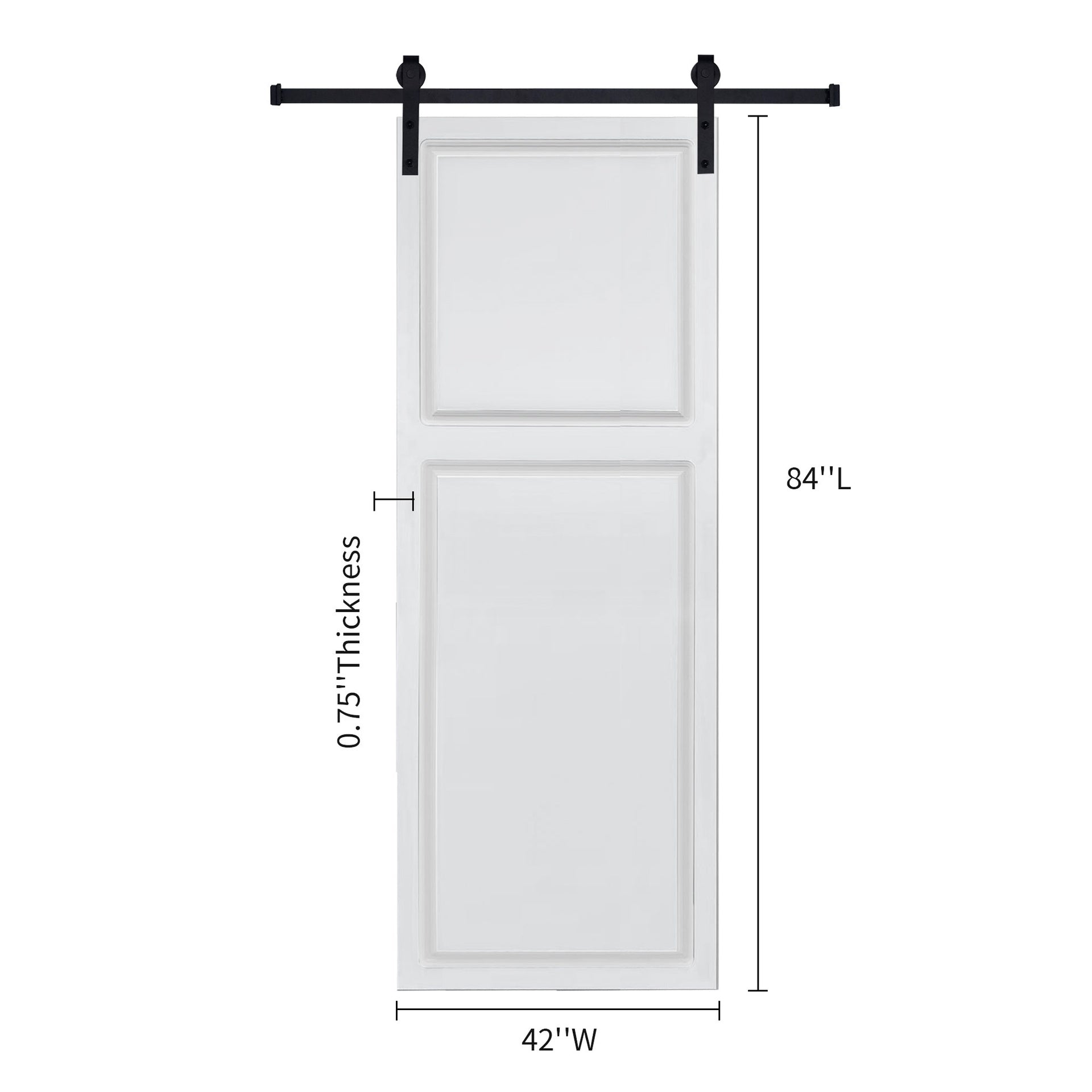 2-Panel Cottage style  door 3/4" thick 42 in. x 84 in. MDF White Barn Sliding Door With Hardware kit