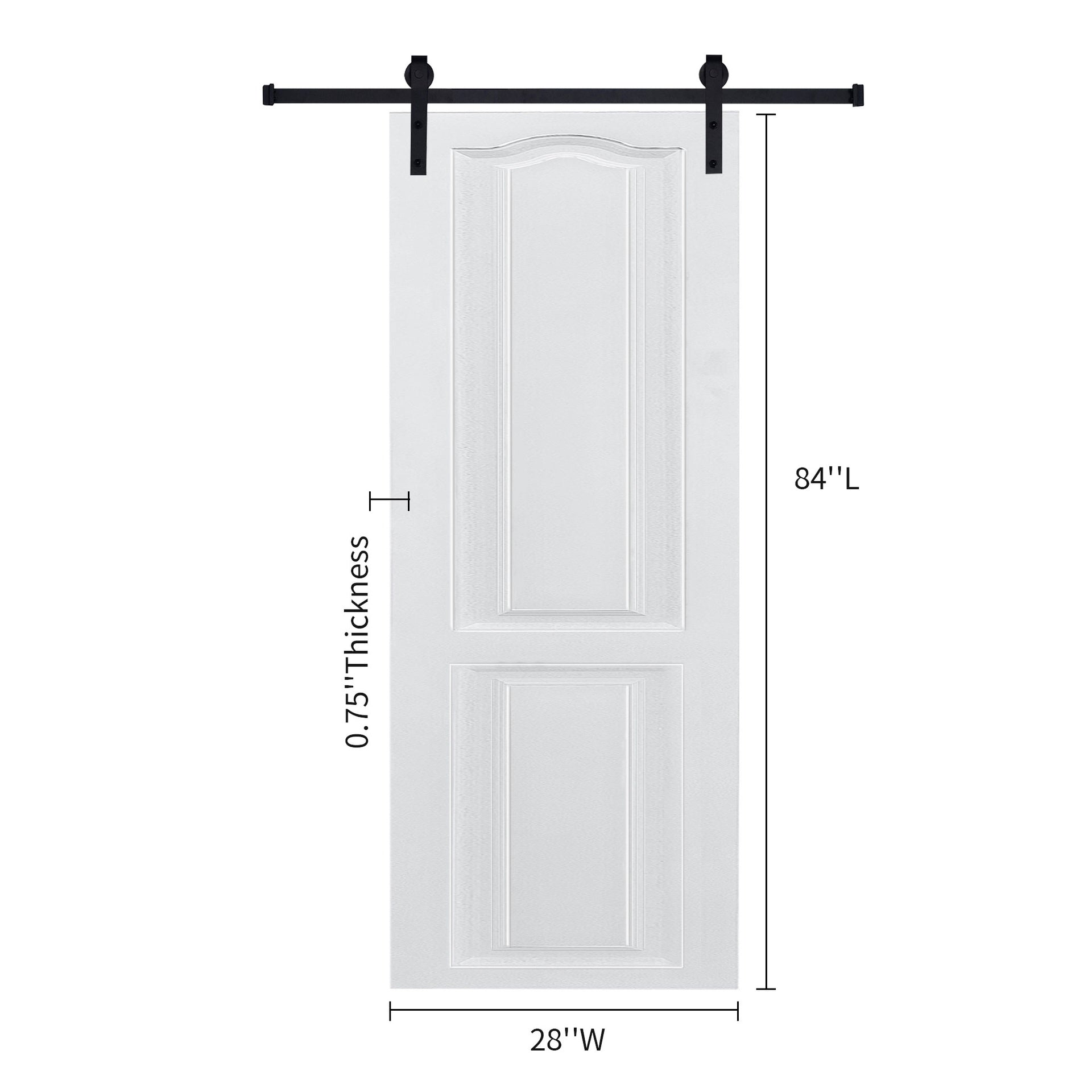 CNC crafted modern door 3/4" thick 28 in. x 84 in. MDF White Barn Sliding Door With Hardware kit