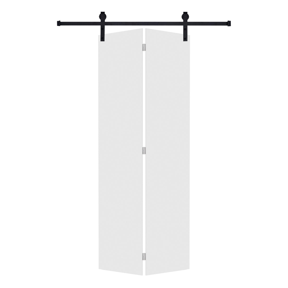 Modern flat panel bi-fold door 64 in. x 84 in. MDF White Barn Sliding Door With Hardware kit