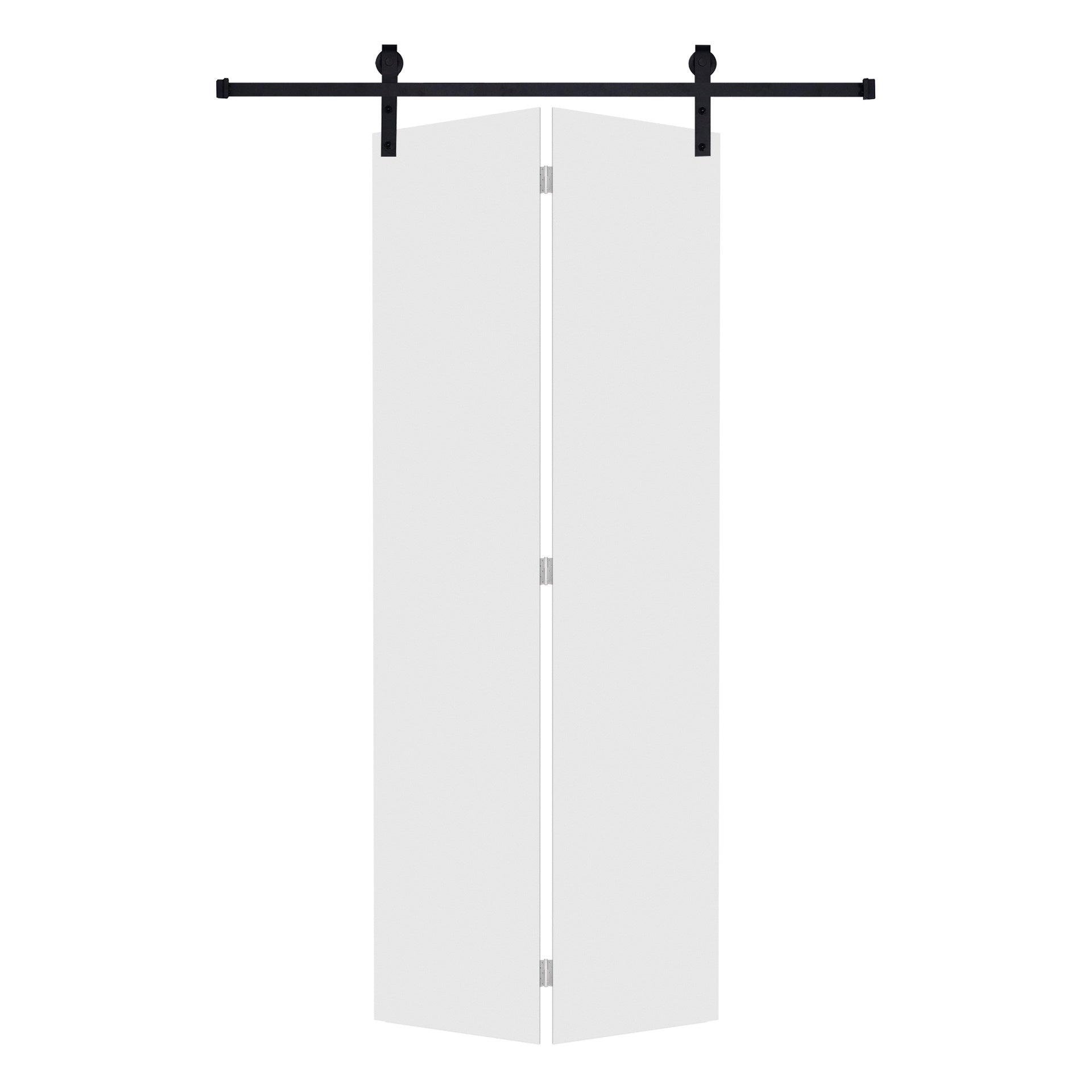 Modern flat panel bi-fold door 72 in. x 80 in. MDF White Barn Sliding Door With Hardware kit