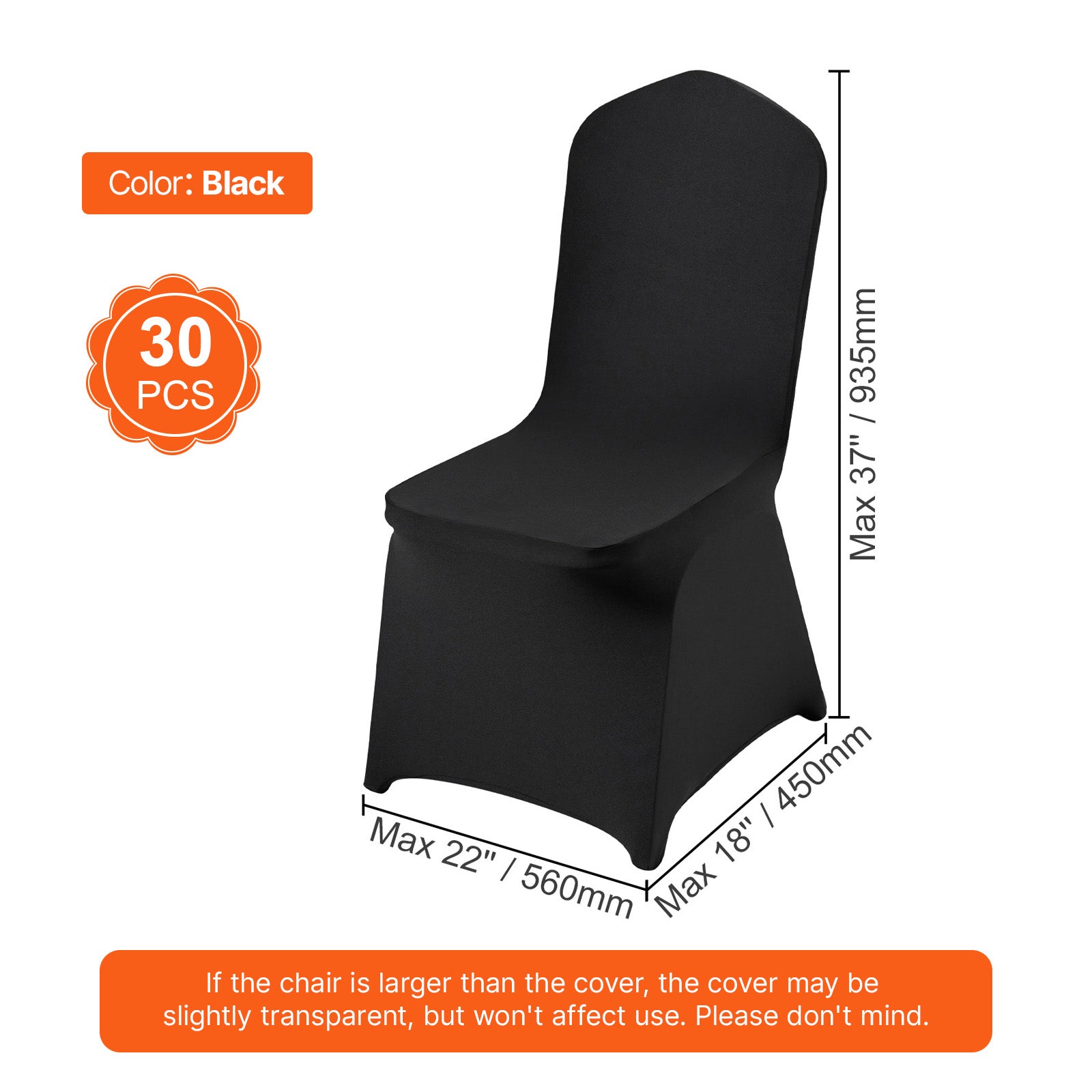 Stretch Spandex Folding Chair Covers, Universal Fitted Chair Cover, Removable Washable Protective Slipcovers, for Wedding, Holiday, Banquet, Party, Celebration, Dining (30PCS Black)