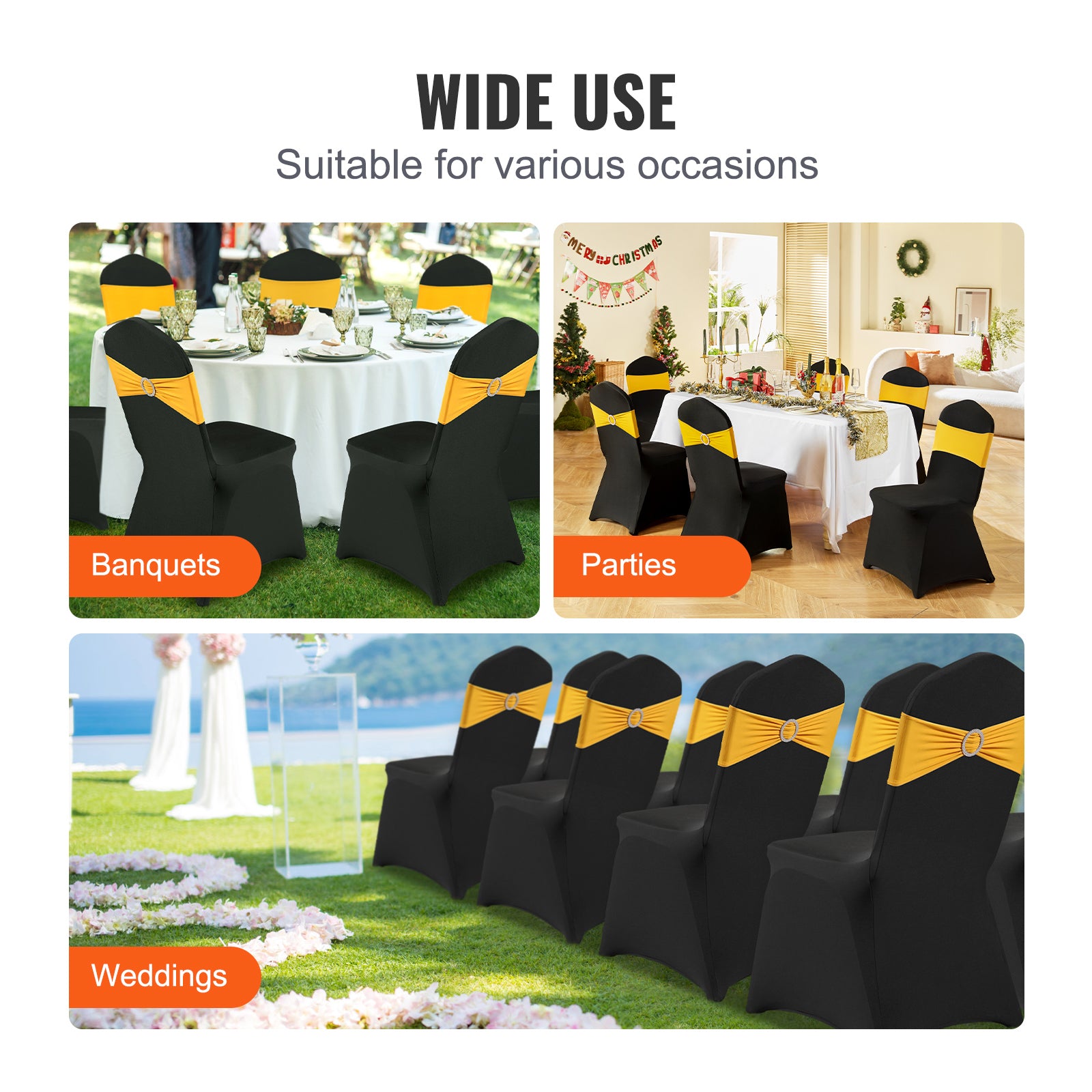 Stretch Spandex Folding Chair Covers, Universal Fitted Chair Cover, Removable Washable Protective Slipcovers, for Wedding, Holiday, Banquet, Party, Celebration, Dining (30PCS Black)