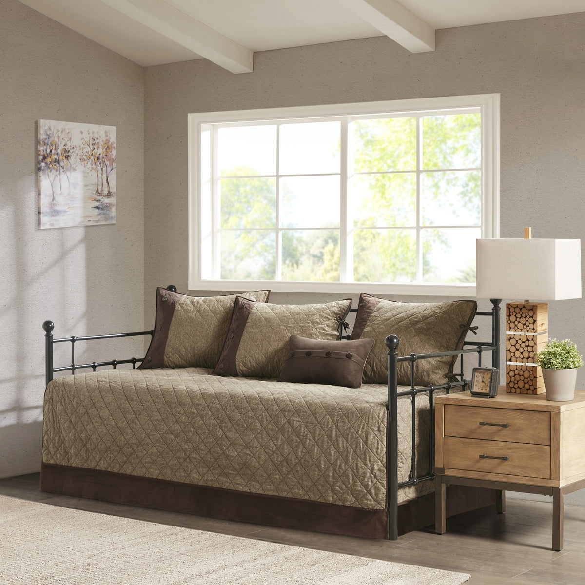 6 Piece Reversible Daybed Cover Set Brown Daybed