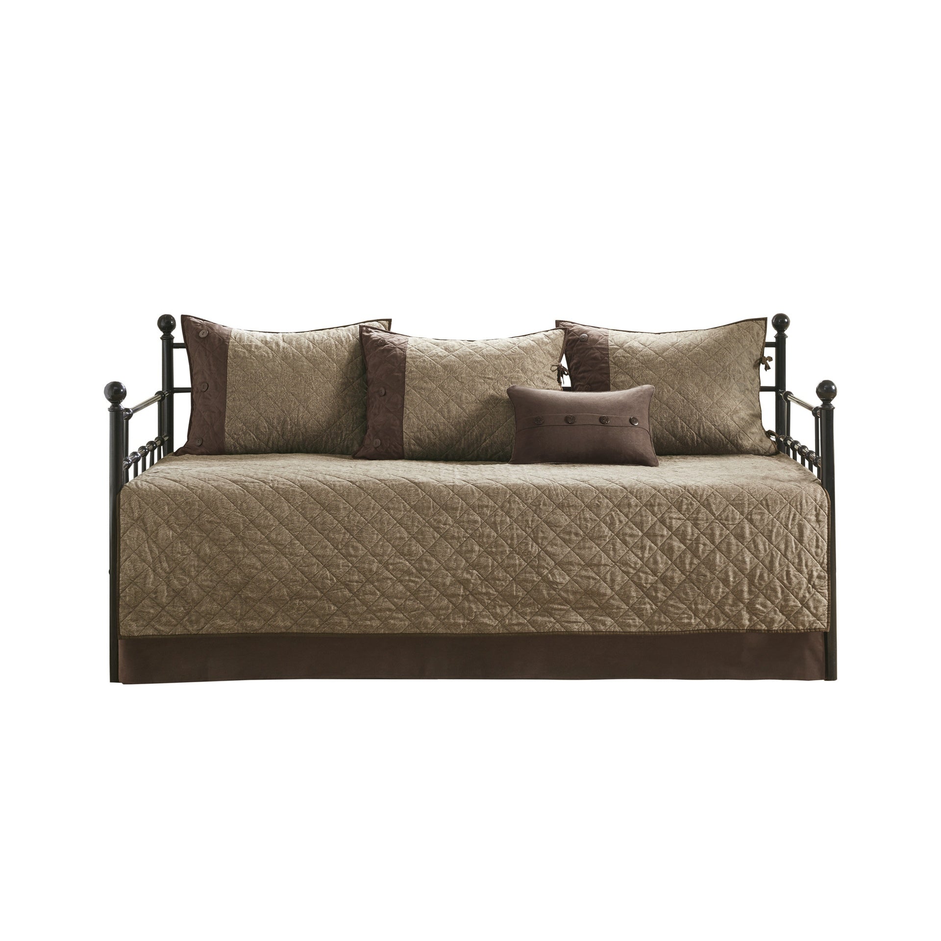 6 Piece Reversible Daybed Cover Set Brown Daybed