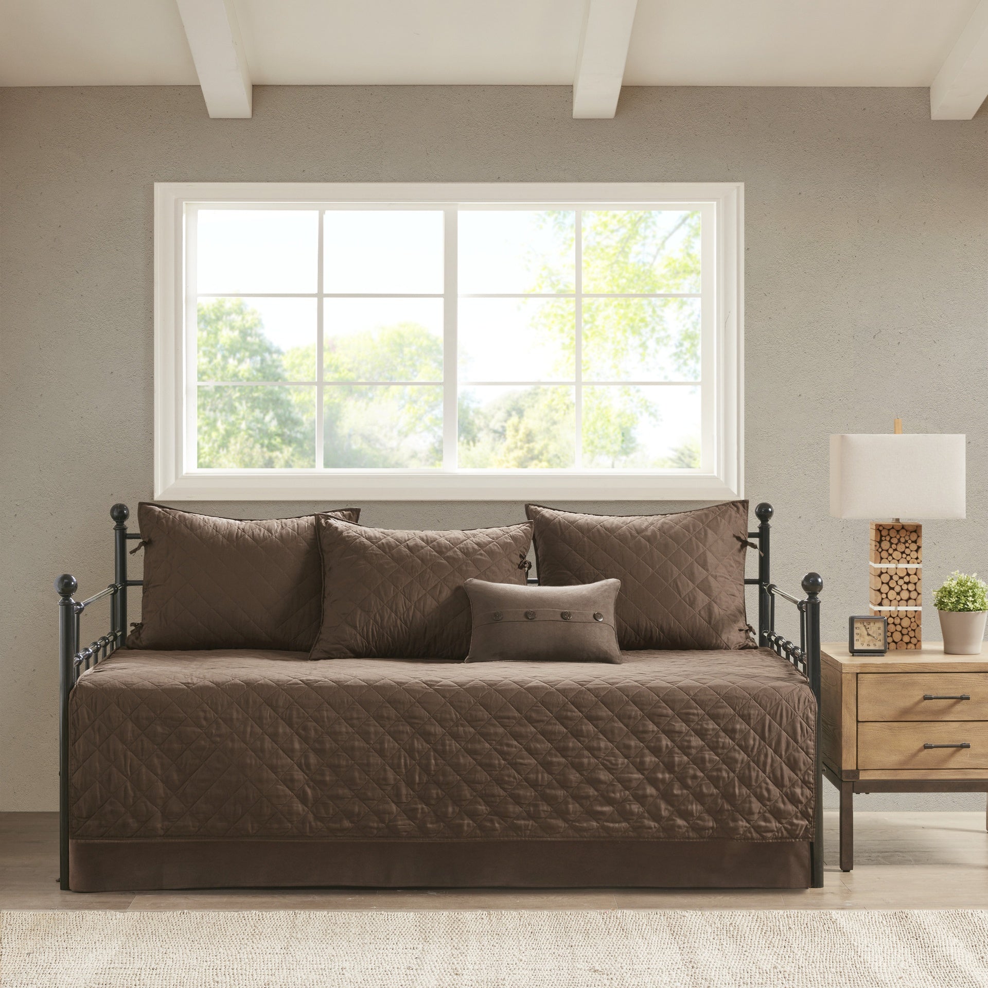 6 Piece Reversible Daybed Cover Set Brown Daybed