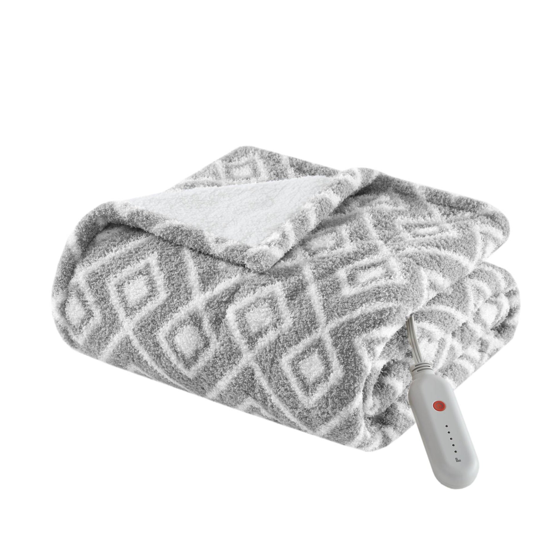1 PCS 50x60" Dream Soft Heated Throw Grey Geo