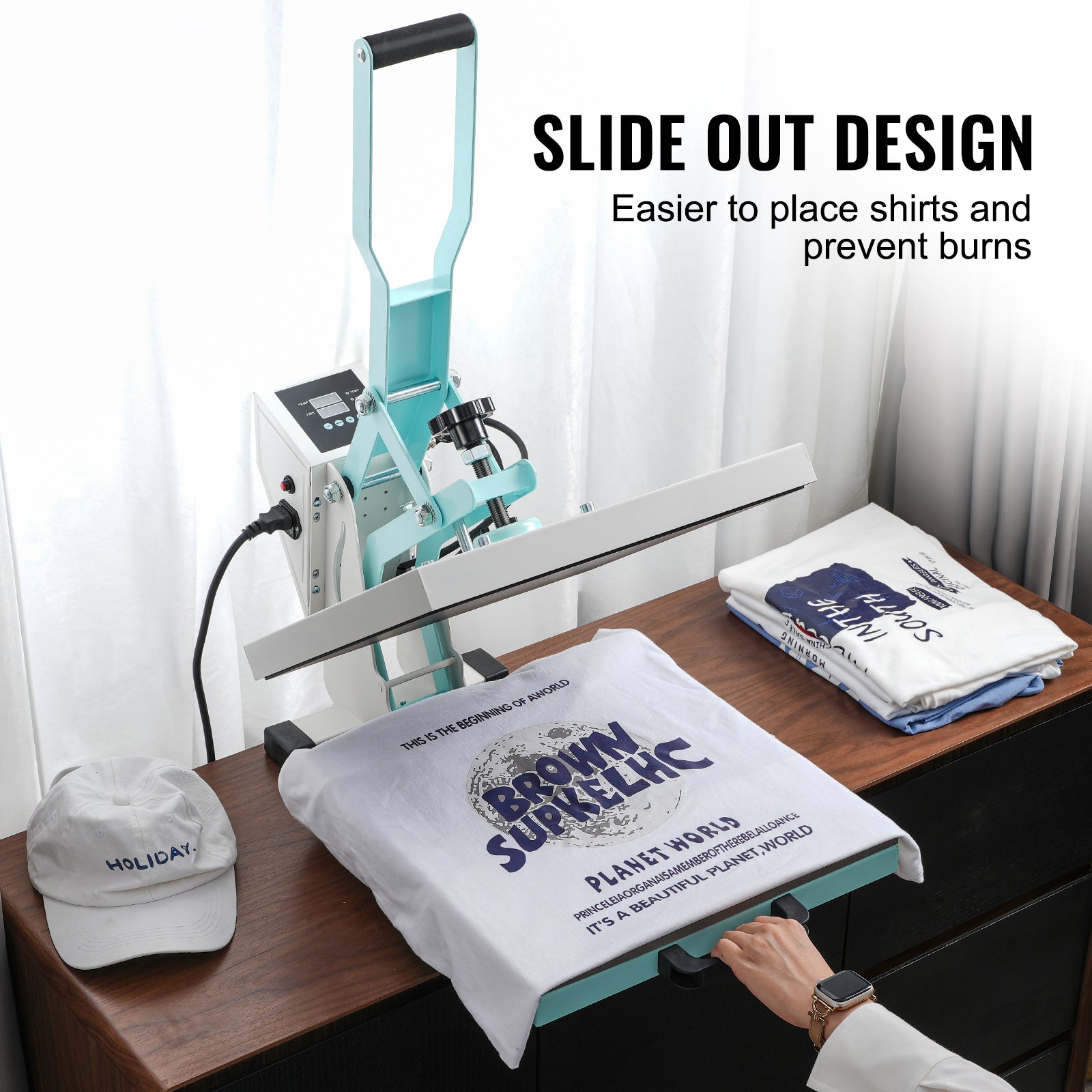 Heat Press Machine 15x15 in Slide Out Heat Transfer Machine T-Shirts Green