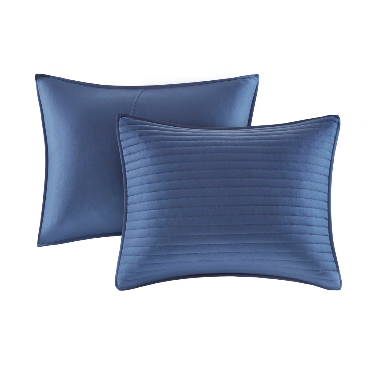 8 Piece Printed Seersucker Comforter and Quilt Set Collection Blue King/Cal King