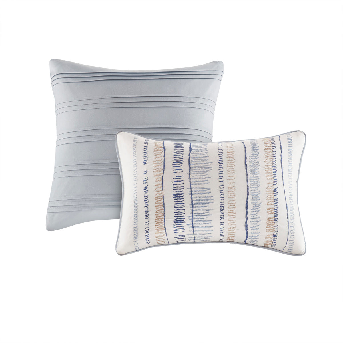 8 Piece Printed Seersucker Comforter and Quilt Set Collection Blue King/Cal King