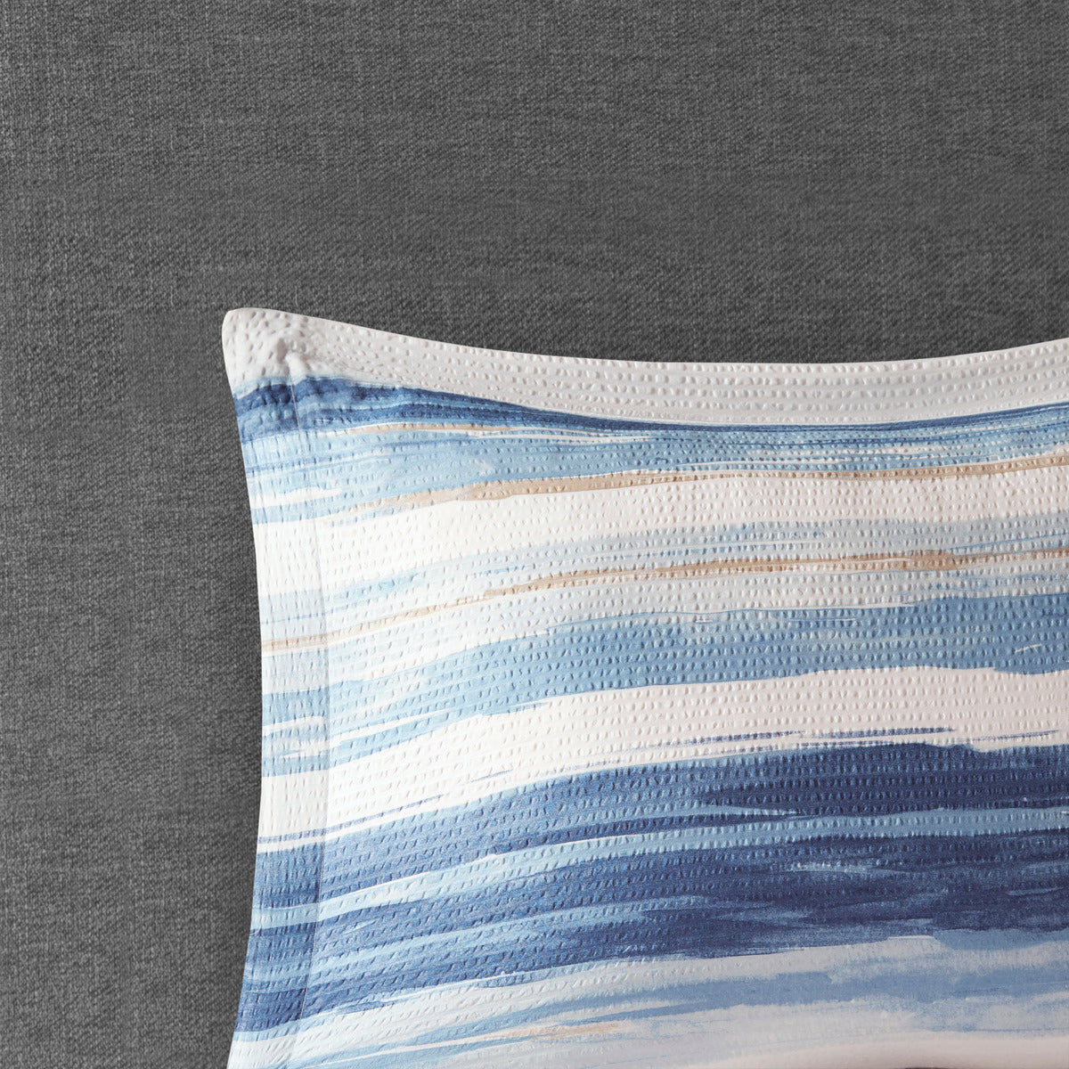 8 Piece Printed Seersucker Comforter and Quilt Set Collection Blue King/Cal King