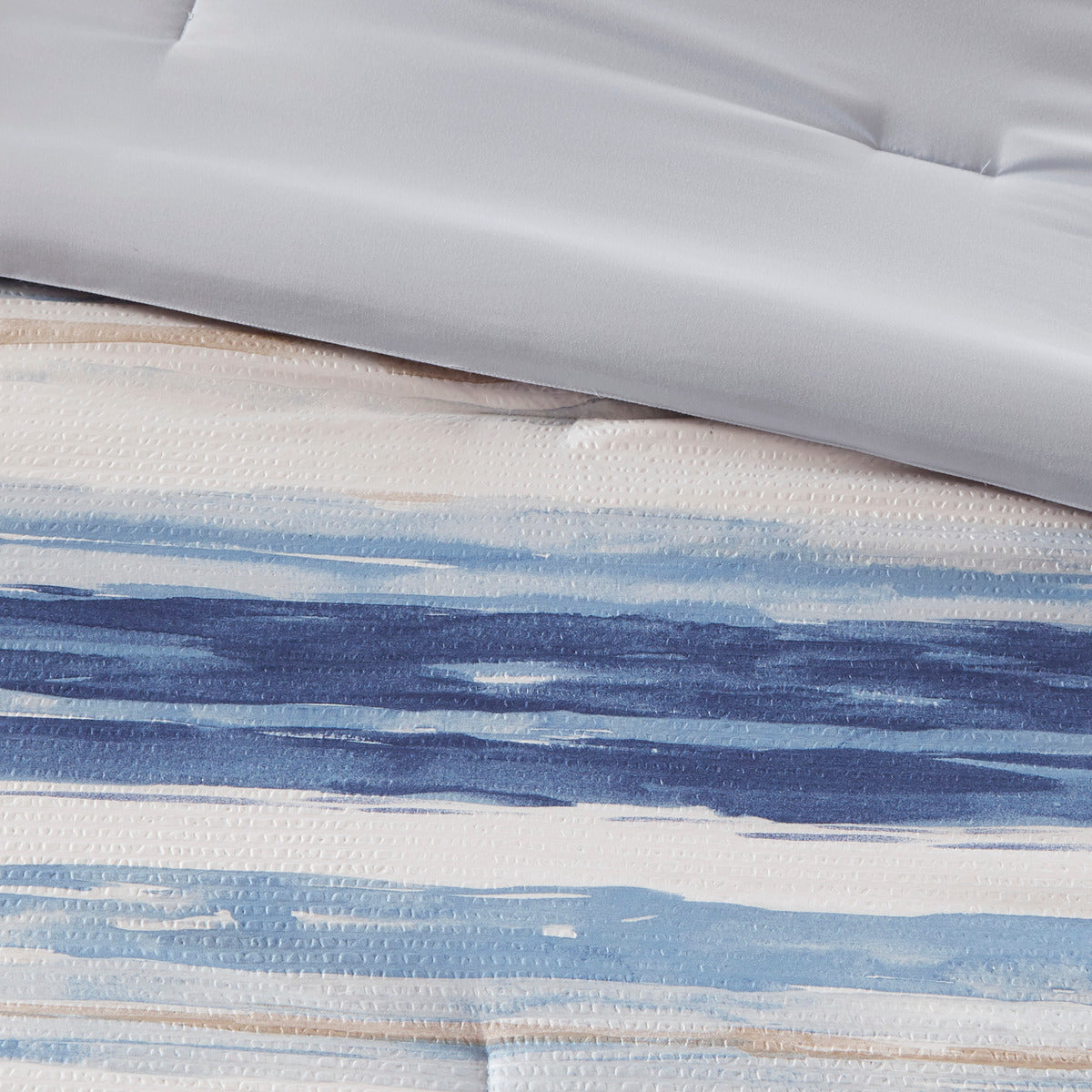 8 Piece Printed Seersucker Comforter and Quilt Set Collection Blue King/Cal King