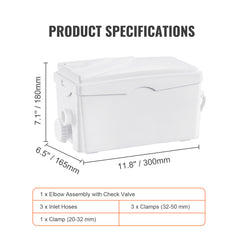Macerator Pump, 350W, 6000 L/h Flow, 23 ft/7 m Head, Macerator Sewerage Sump Pump with 3 Water Inlets for Basement, Kitchen, Sink, Shower, Bathtub, Laundry Waste Water Disposal Upflush Machine