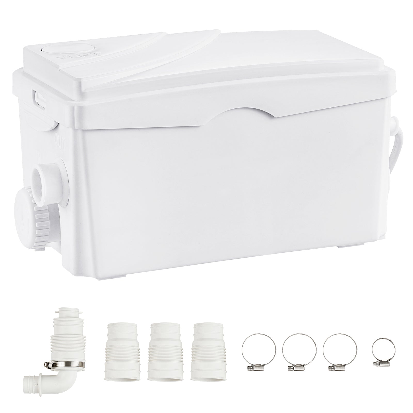 Macerator Pump, 350W, 6000 L/h Flow, 23 ft/7 m Head, Macerator Sewerage Sump Pump with 3 Water Inlets for Basement, Kitchen, Sink, Shower, Bathtub, Laundry Waste Water Disposal Upflush Machine