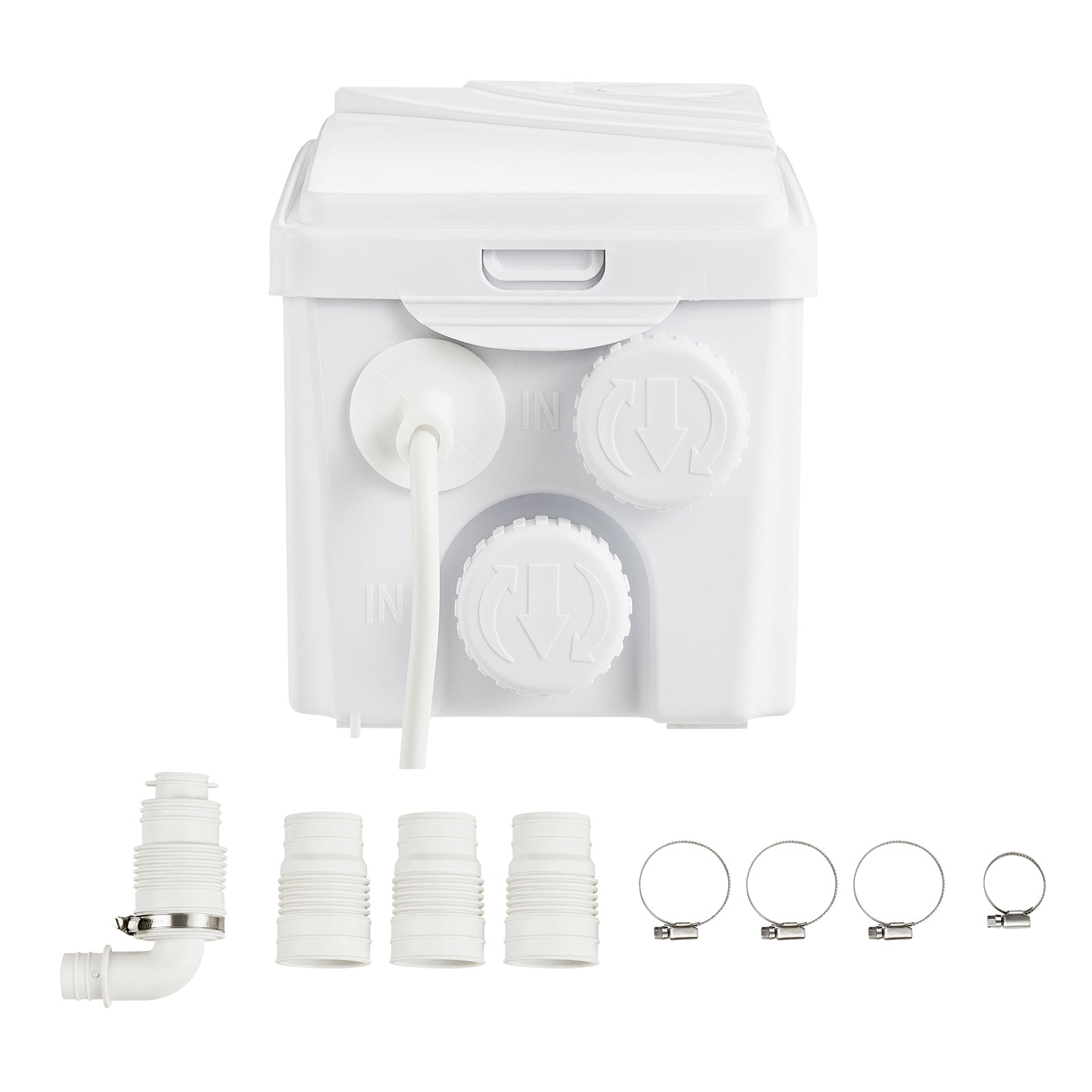 Macerator Pump, 350W, 6000 L/h Flow, 23 ft/7 m Head, Macerator Sewerage Sump Pump with 3 Water Inlets for Basement, Kitchen, Sink, Shower, Bathtub, Laundry Waste Water Disposal Upflush Machine