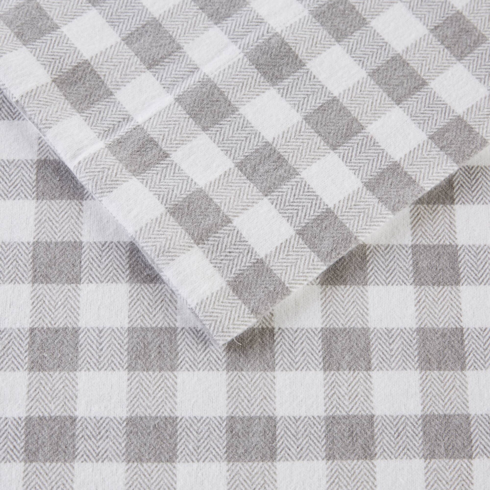 4 PCS King Printed Sheet Set Gray Herringbone Check