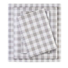 4 PCS King Printed Sheet Set Gray Herringbone Check