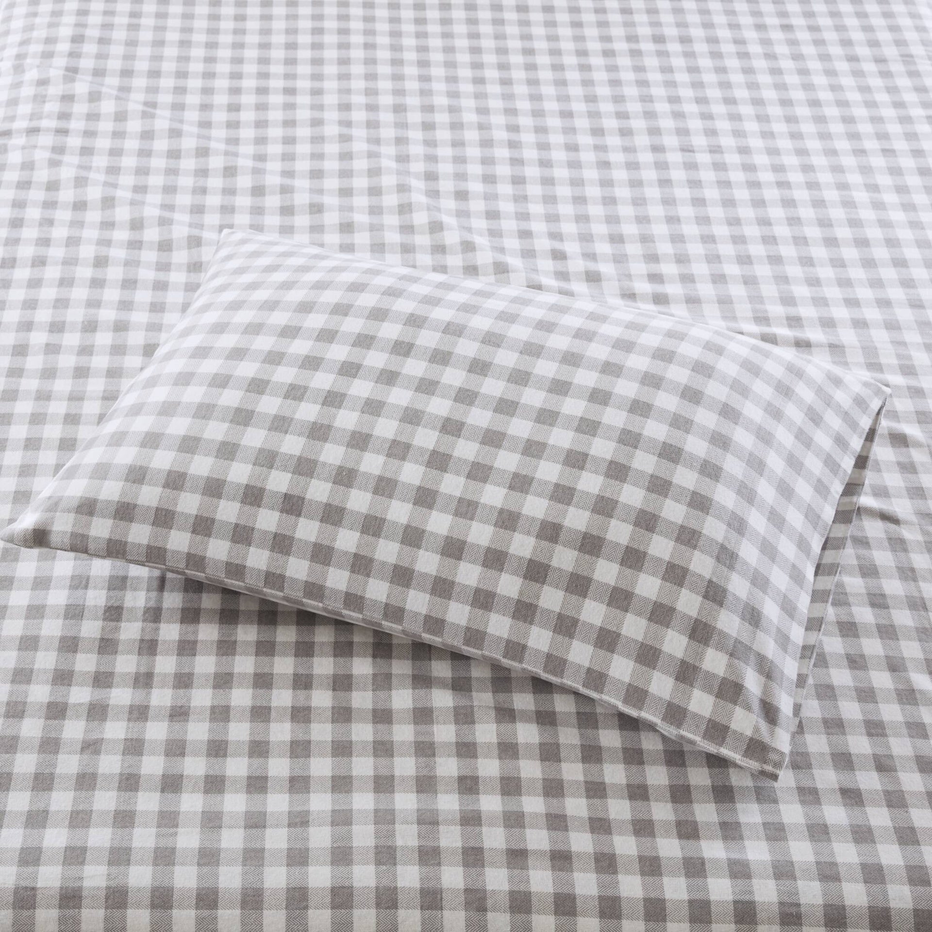 4 PCS King Printed Sheet Set Gray Herringbone Check