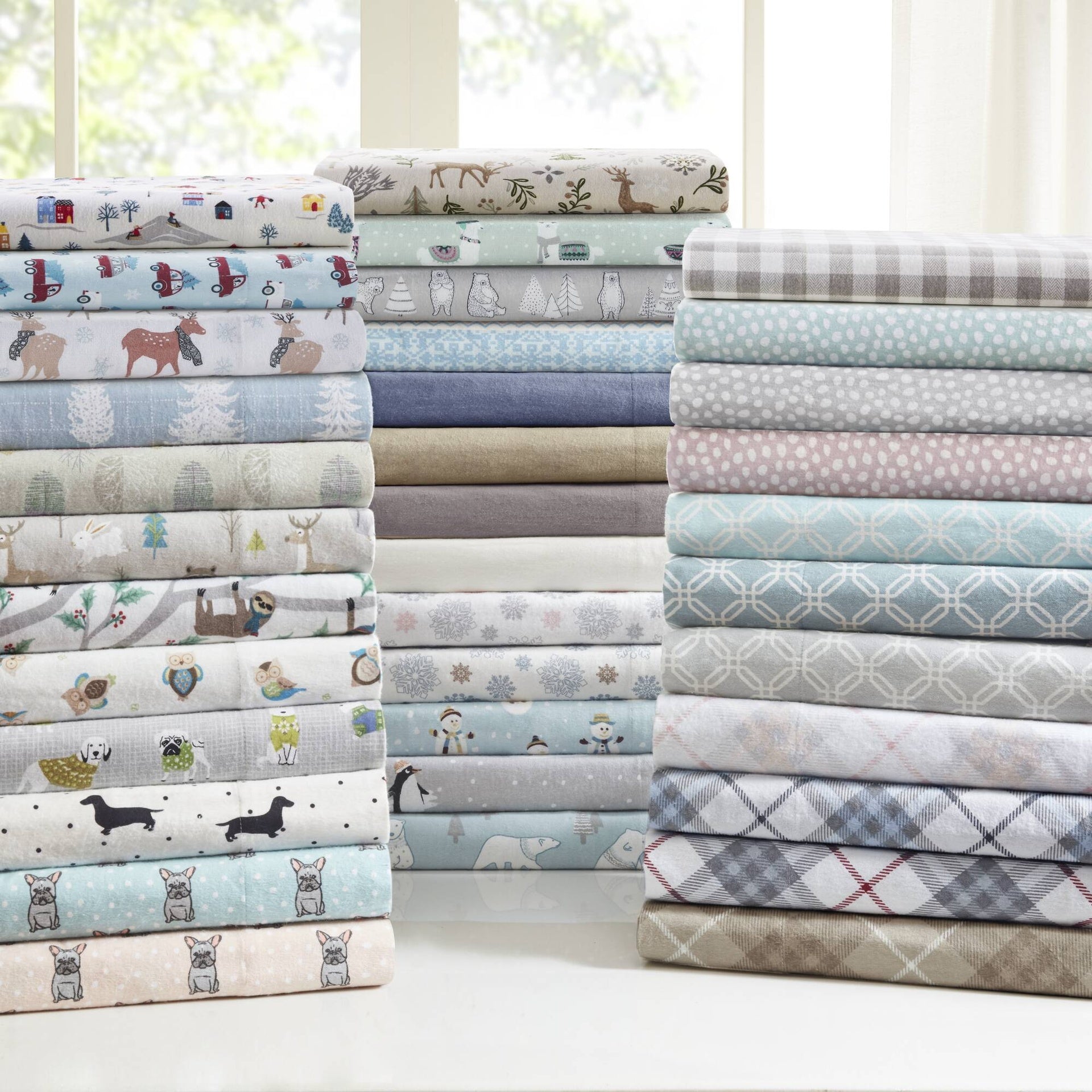 4 PCS King Printed Sheet Set Gray Herringbone Check