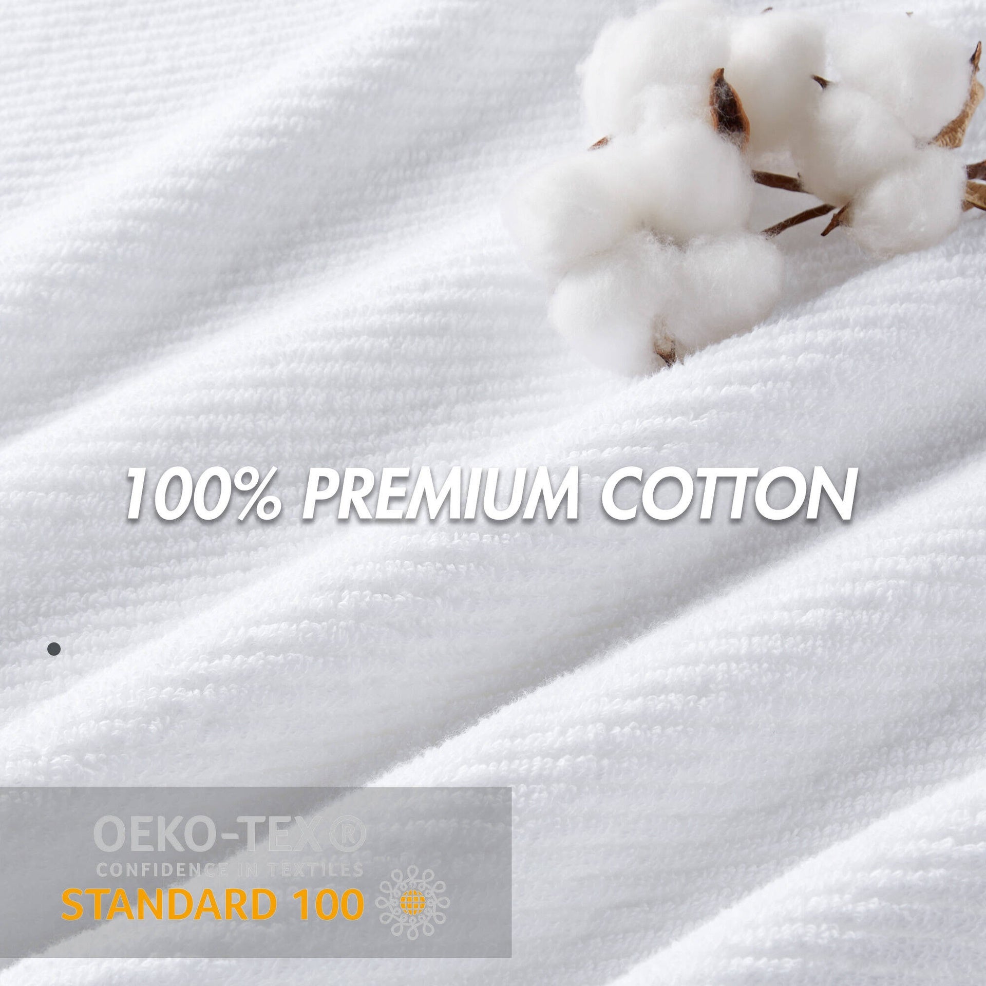 6-Piece 100% Cotton Quick Dry Diagonal Ribbed 6pcs Towel Set, White