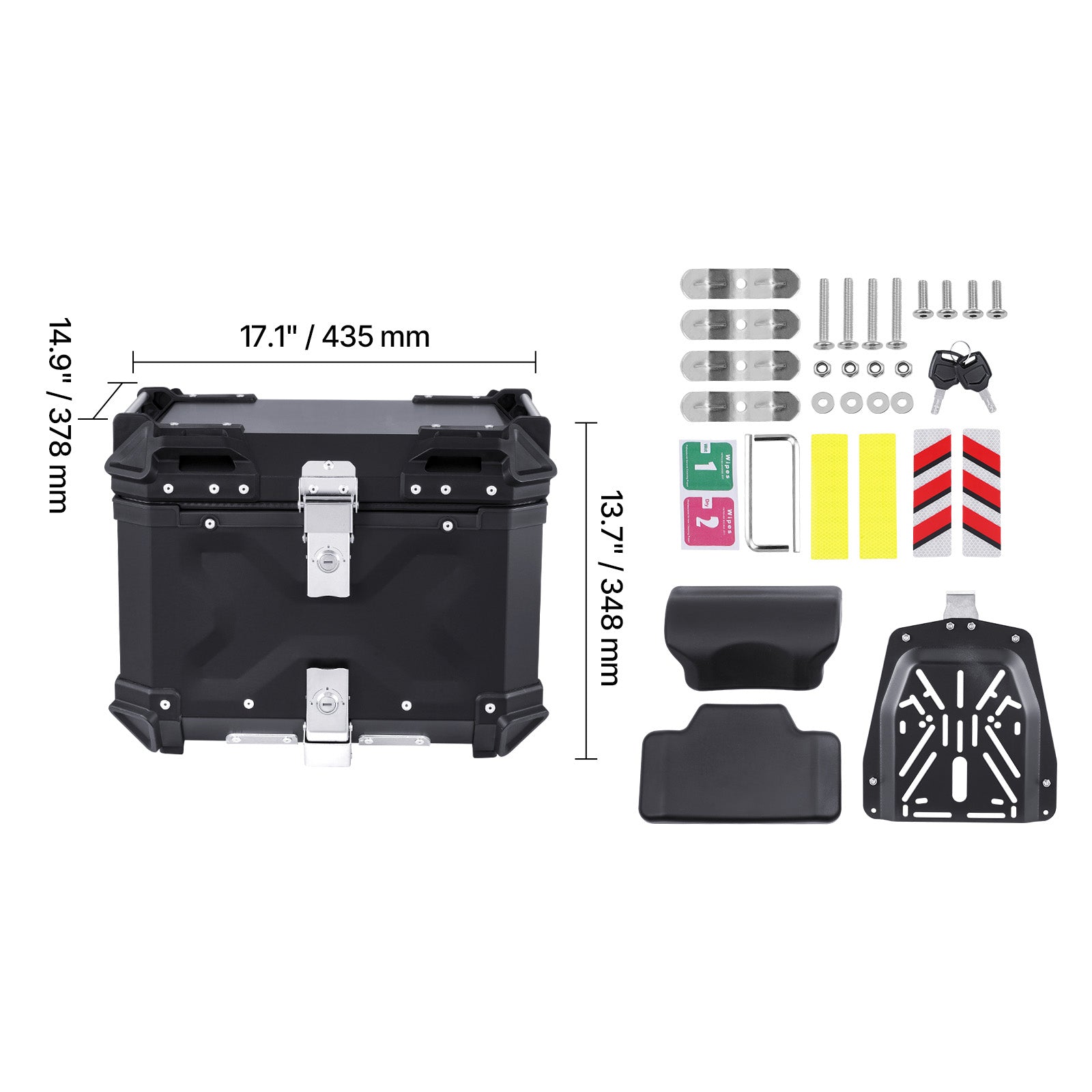 45L Motorcycle Top Case Universal Motorbike Tail Box with Leather Lining