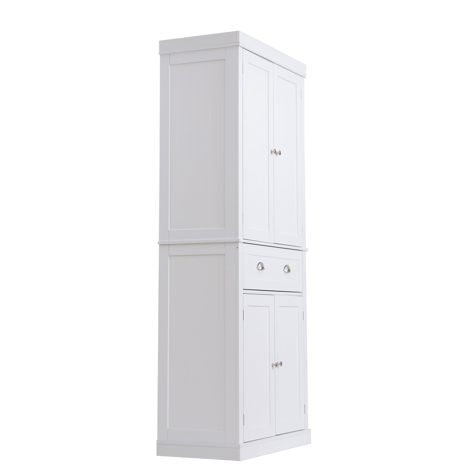 72" Kitchen Pantry Storage Cabinet, Freestanding Utility Cabinets with Doors, Drawer and 3 Adjustable Shelves, Tall Food Buffet Pantries for Kitchen, Living Room, Dinning Room, Laundry, White