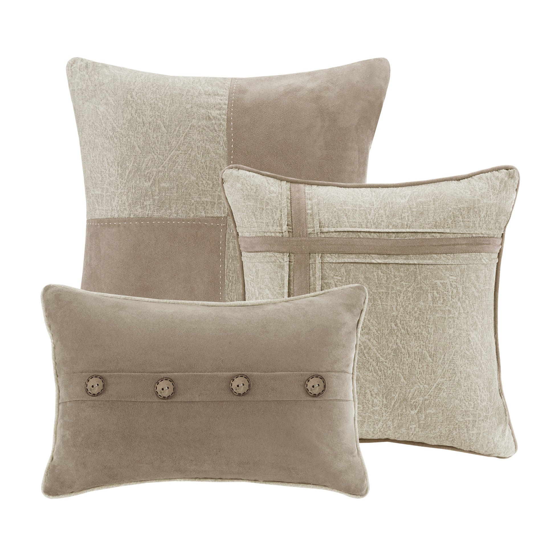 7 Piece Faux Suede Comforter Set Tan King