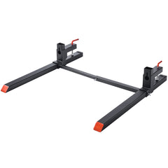Pallet Forks, 2000 lbs Clamp on Pallet Forks, 43-Inch Total Length Heavy-Duty Tractor Fork with Adjustable Stabilizer Bar for Tractor Attachments, Loader Bucket, and Skid Steer, Black