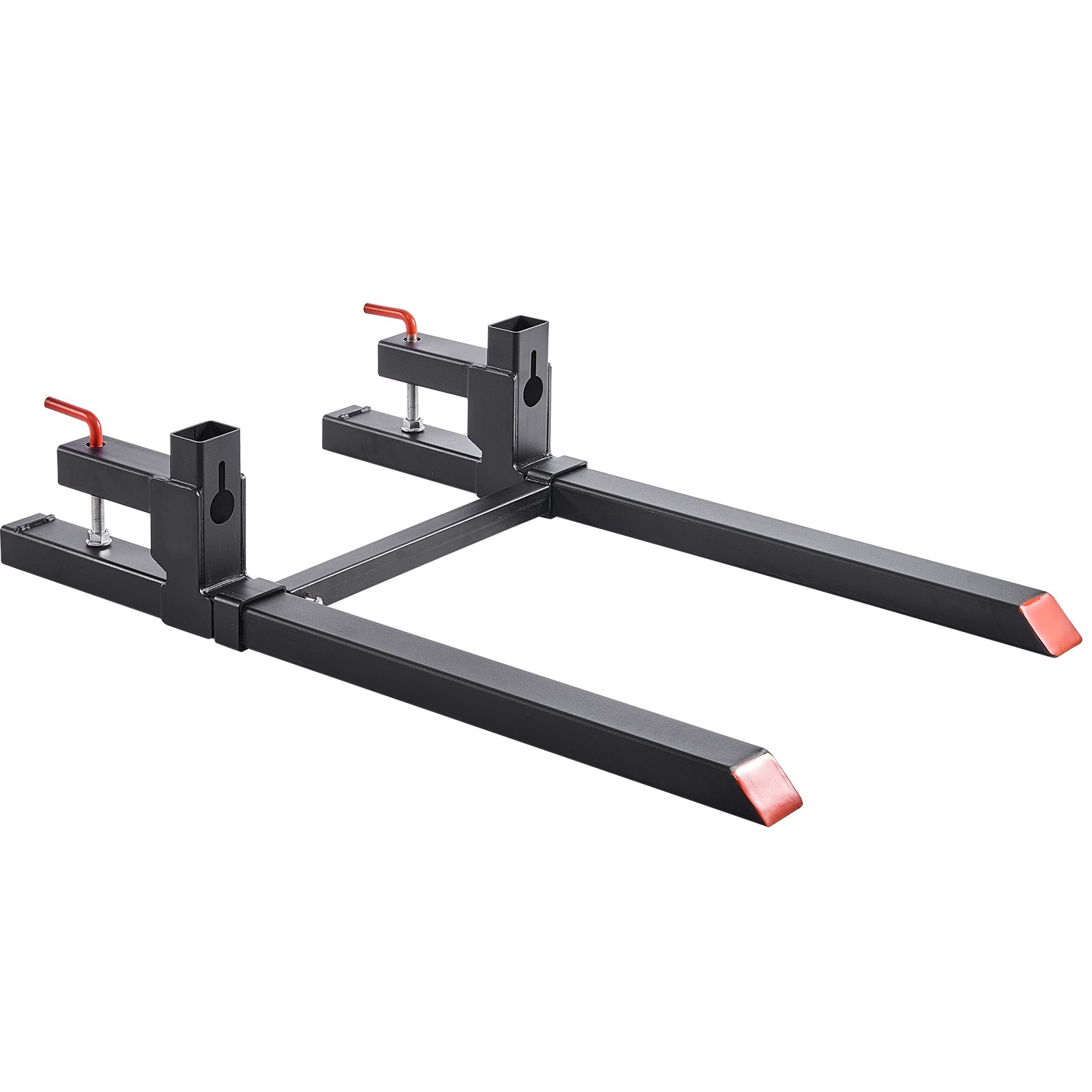 Pallet Forks, 2000 lbs Clamp on Pallet Forks, 43-Inch Total Length Heavy-Duty Tractor Fork with Adjustable Stabilizer Bar for Tractor Attachments, Loader Bucket, and Skid Steer, Black