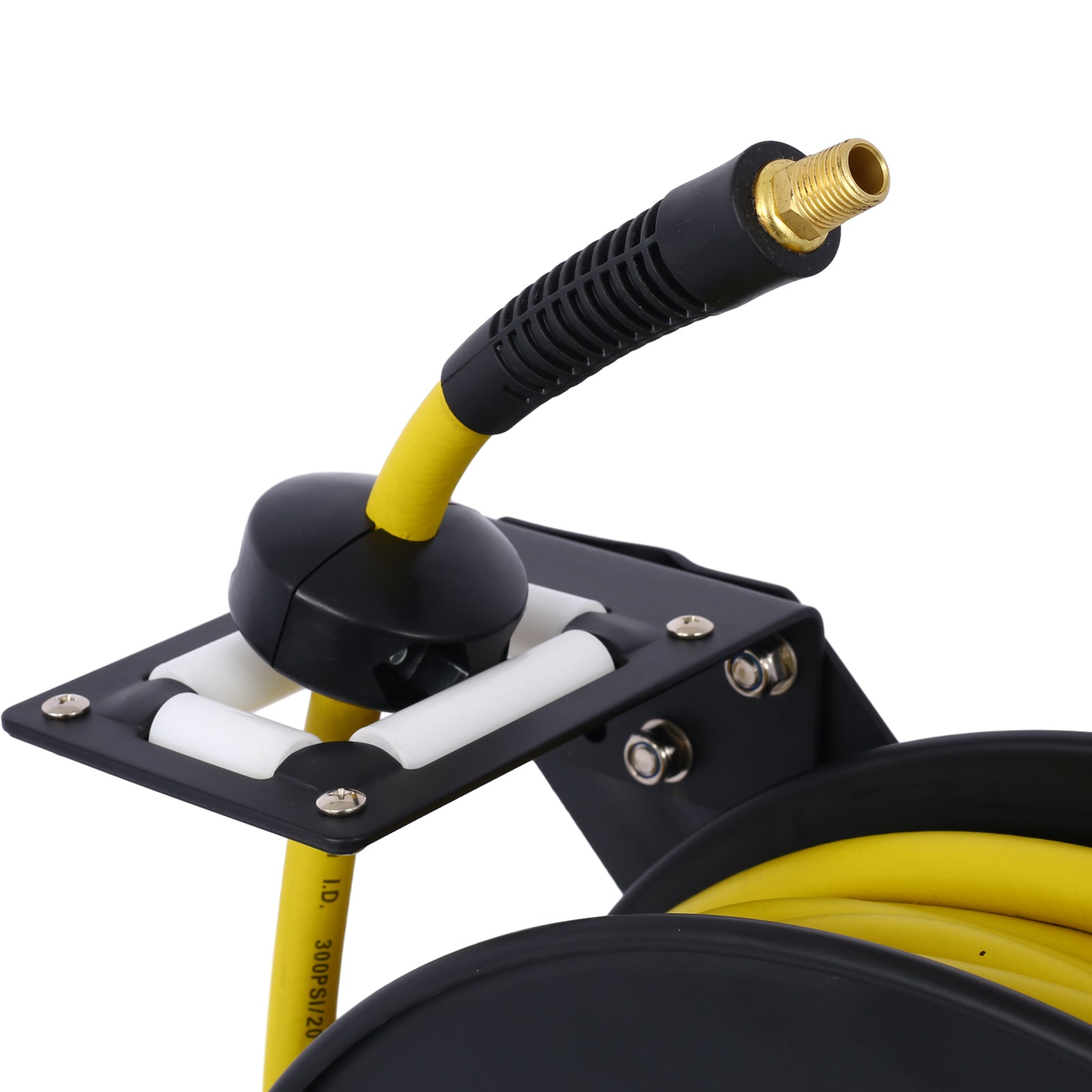 Air Hose Reel Retractable 3/8" Inch x 50' Foot SBR Rubber Hose Max 300PSI Heavy Duty Industrial Steel Single Arm Construction