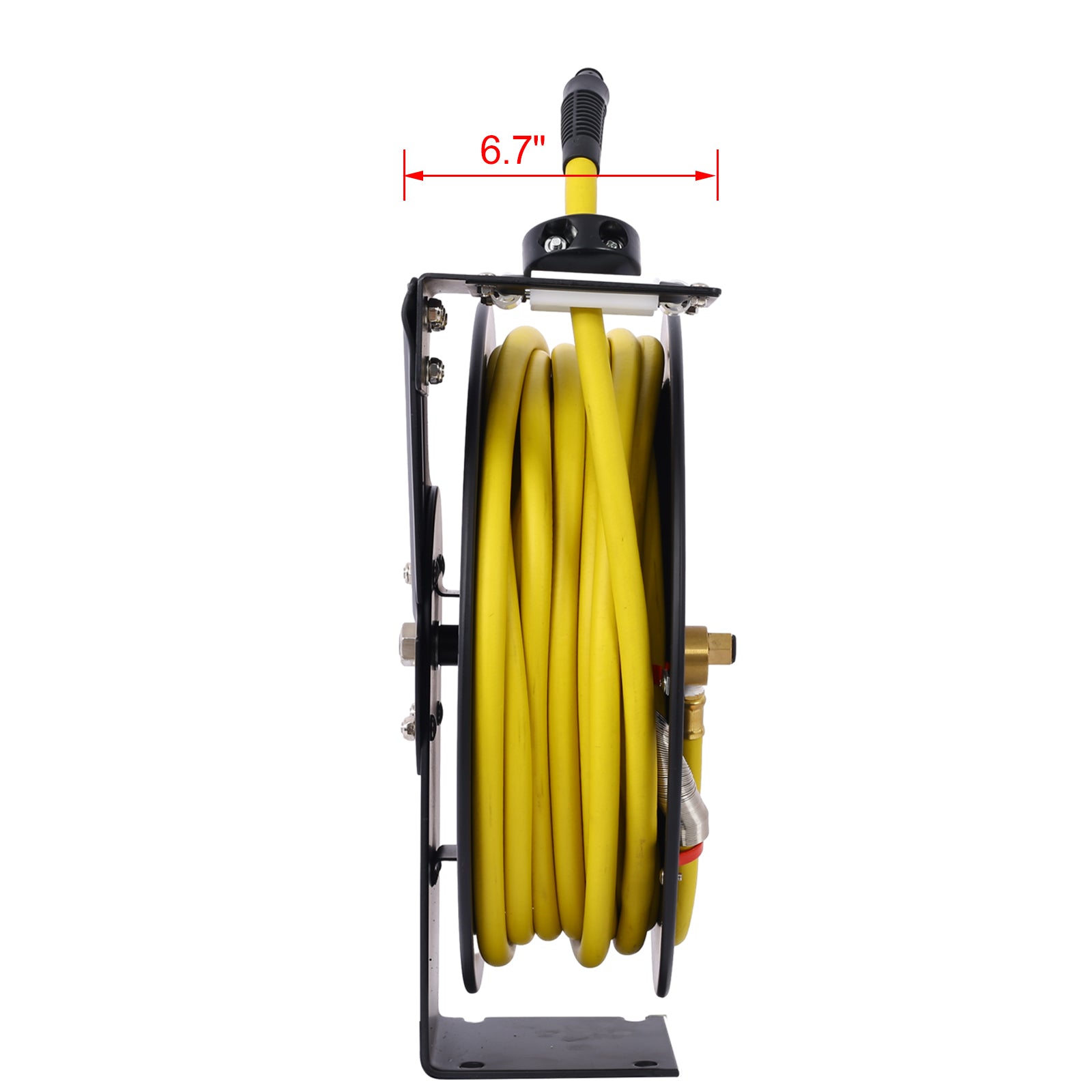 Air Hose Reel Retractable 3/8" Inch x 50' Foot SBR Rubber Hose Max 300PSI Heavy Duty Industrial Steel Single Arm Construction