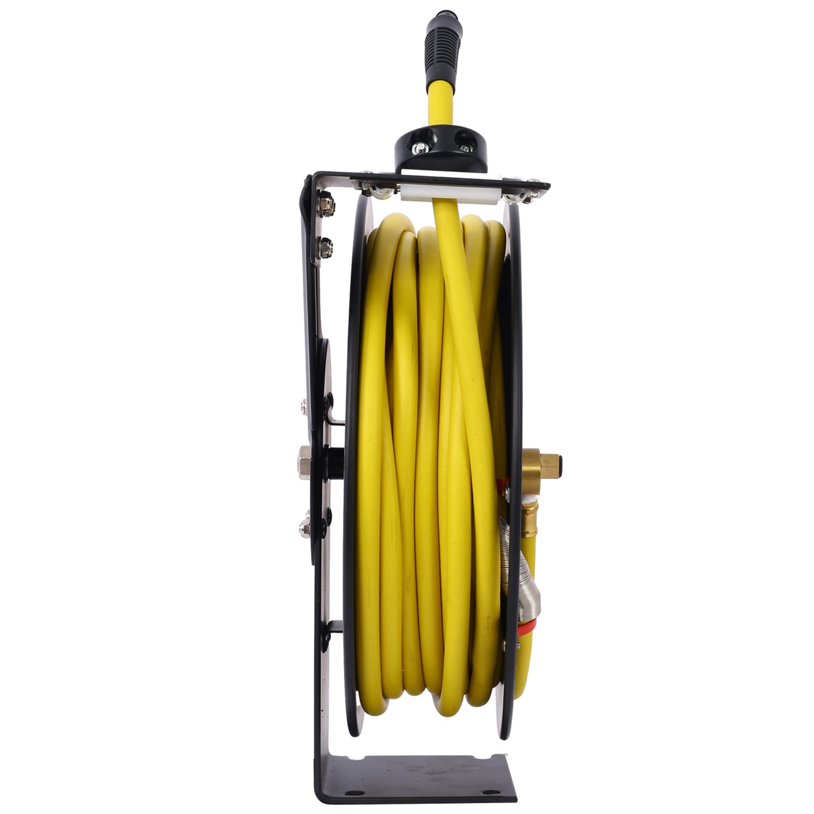 Air Hose Reel Retractable 3/8" Inch x 50' Foot SBR Rubber Hose Max 300PSI Heavy Duty Industrial Steel Single Arm Construction