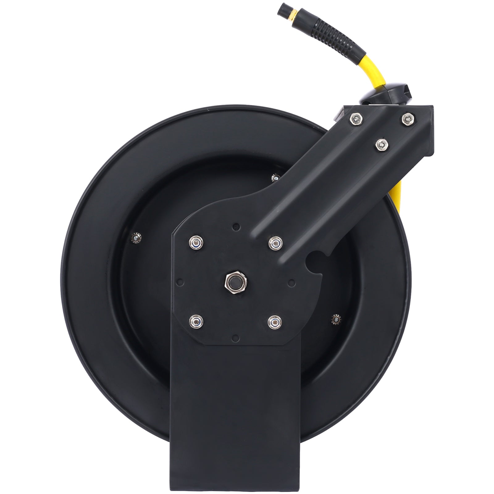 Air Hose Reel Retractable 3/8" Inch x 50' Foot SBR Rubber Hose Max 300PSI Heavy Duty Industrial Steel Single Arm Construction