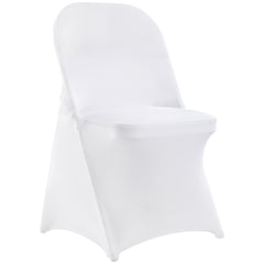 White Stretch Spandex Chair Covers - 12 PCS, Folding Kitchen Chairs Cover, Universal Washable Slipcovers Protector, Removable Chair Seat Covers, for Wedding Party Dining Room Banquet Event