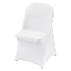 White Stretch Spandex Chair Covers - 12 PCS, Folding Kitchen Chairs Cover, Universal Washable Slipcovers Protector, Removable Chair Seat Covers, for Wedding Party Dining Room Banquet Event