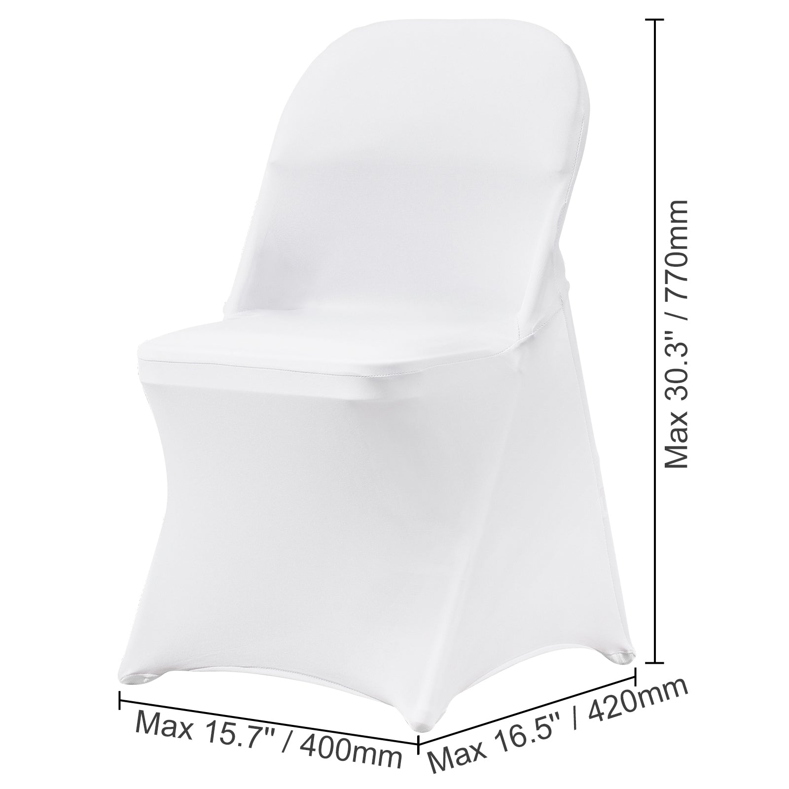 White Stretch Spandex Chair Covers - 12 PCS, Folding Kitchen Chairs Cover, Universal Washable Slipcovers Protector, Removable Chair Seat Covers, for Wedding Party Dining Room Banquet Event