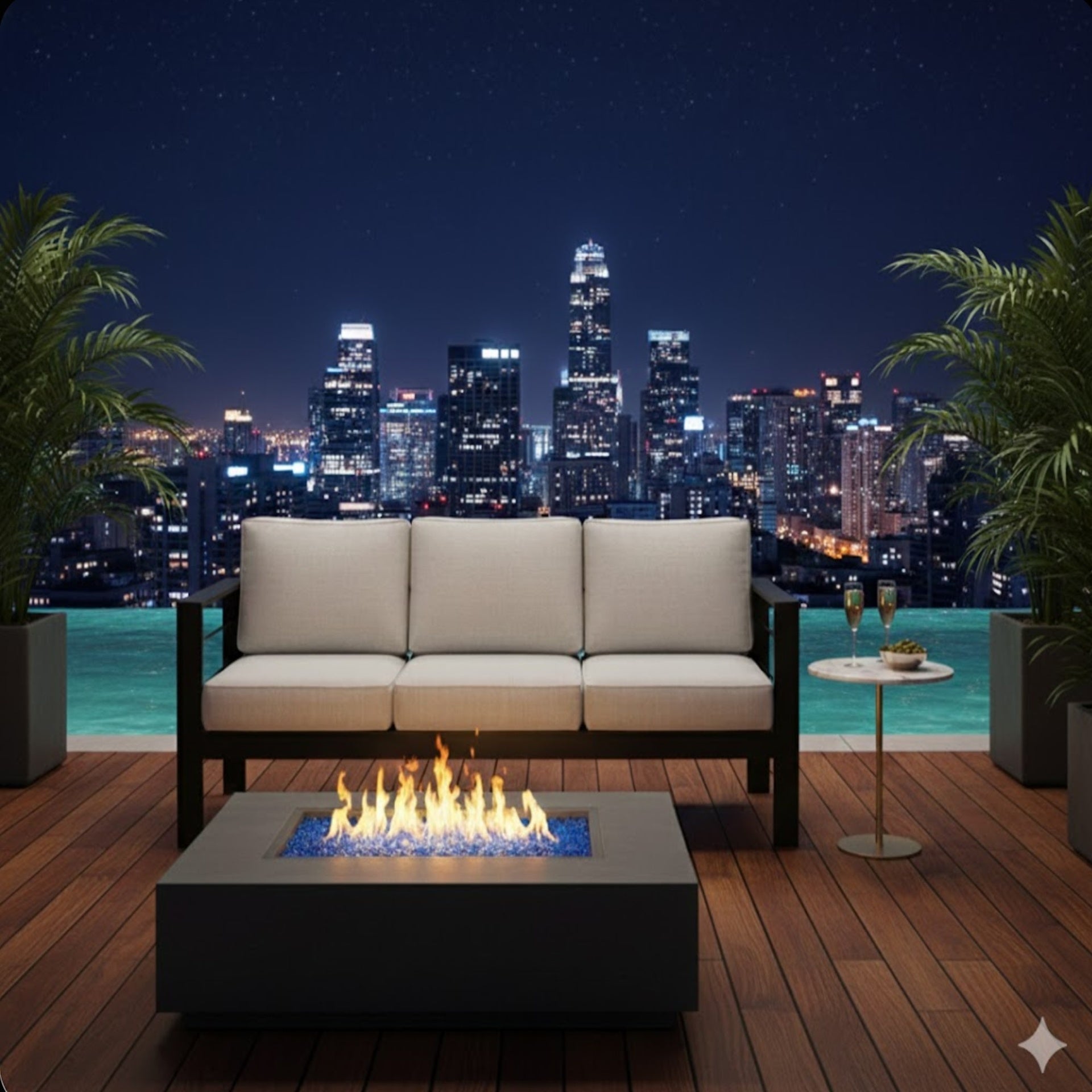 73" All-Weather Aluminum Patio Sofa, 3 Seat Outdoor Couch with Thick Light Gray Cushions & Black Frame