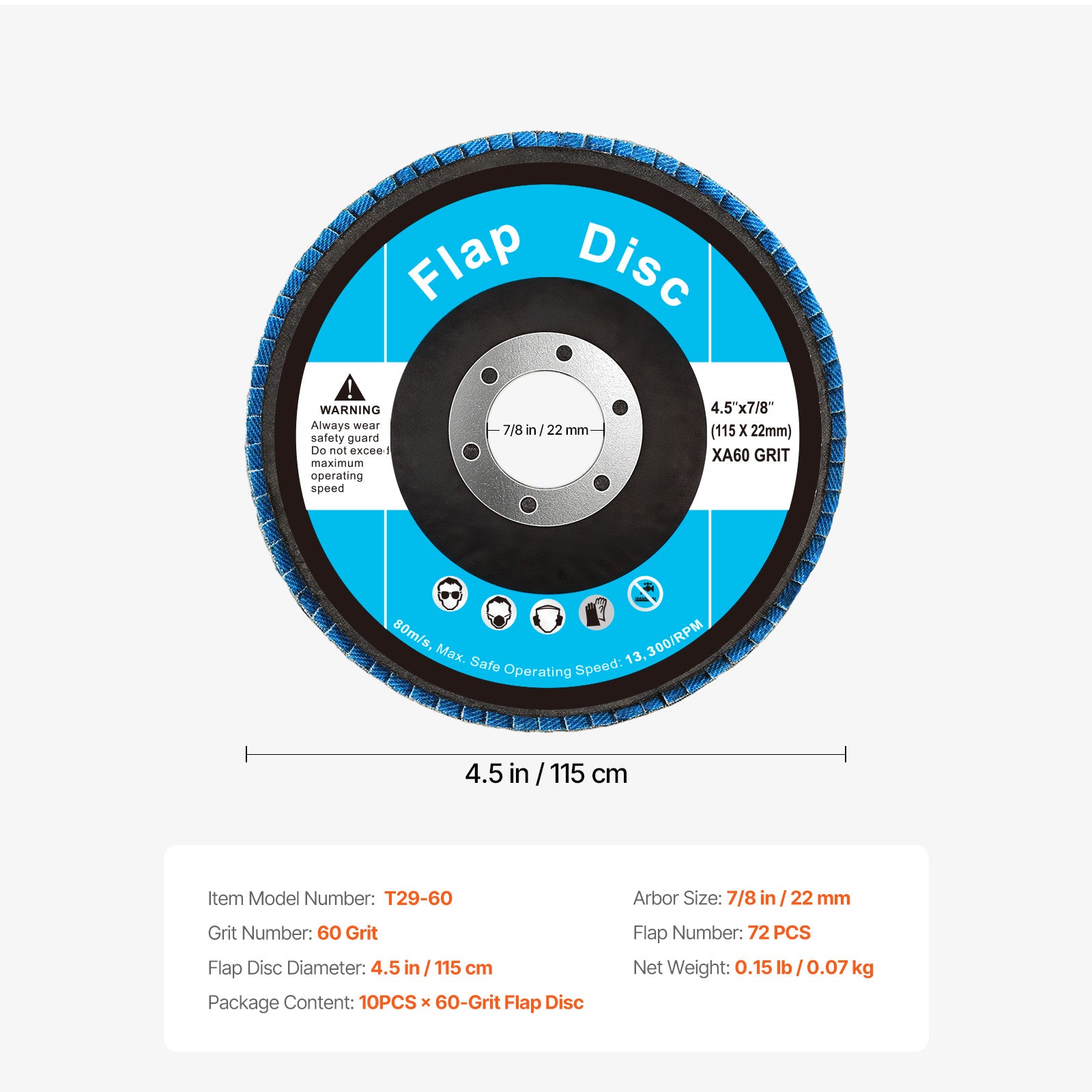 Flap Discs 4-1/2" x 7/8" Sanding Disc for Angle Grinder 60 Grit 10 Packs