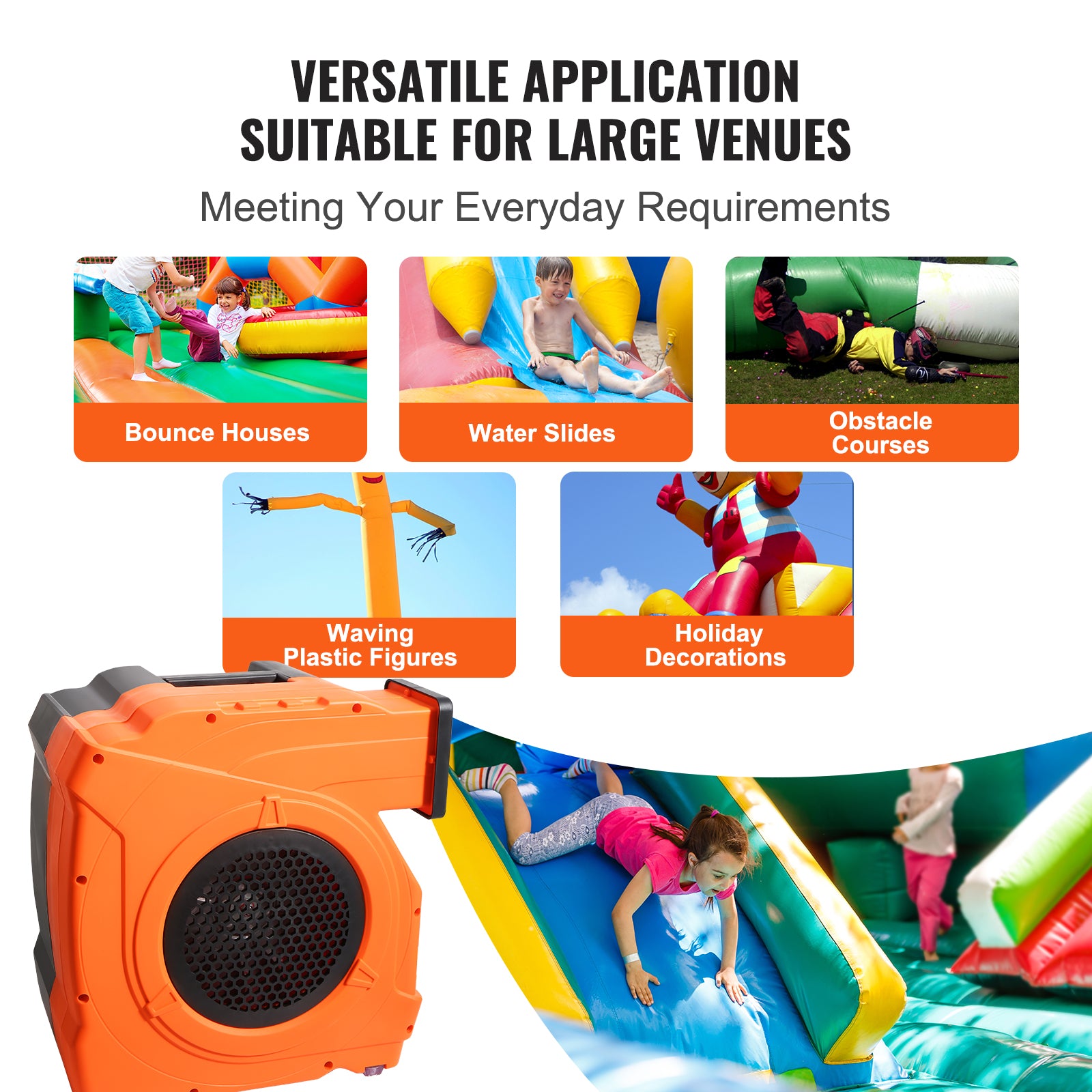 Inflatable Blower, 1500W, 2 & 2.1 HP Bounce House Blower, Pump Commercial Air Blower for Inflatables, 3100 RPM Bouncy Castle Electric Fan Perfect for Bounce House, Tested to UL Standards
