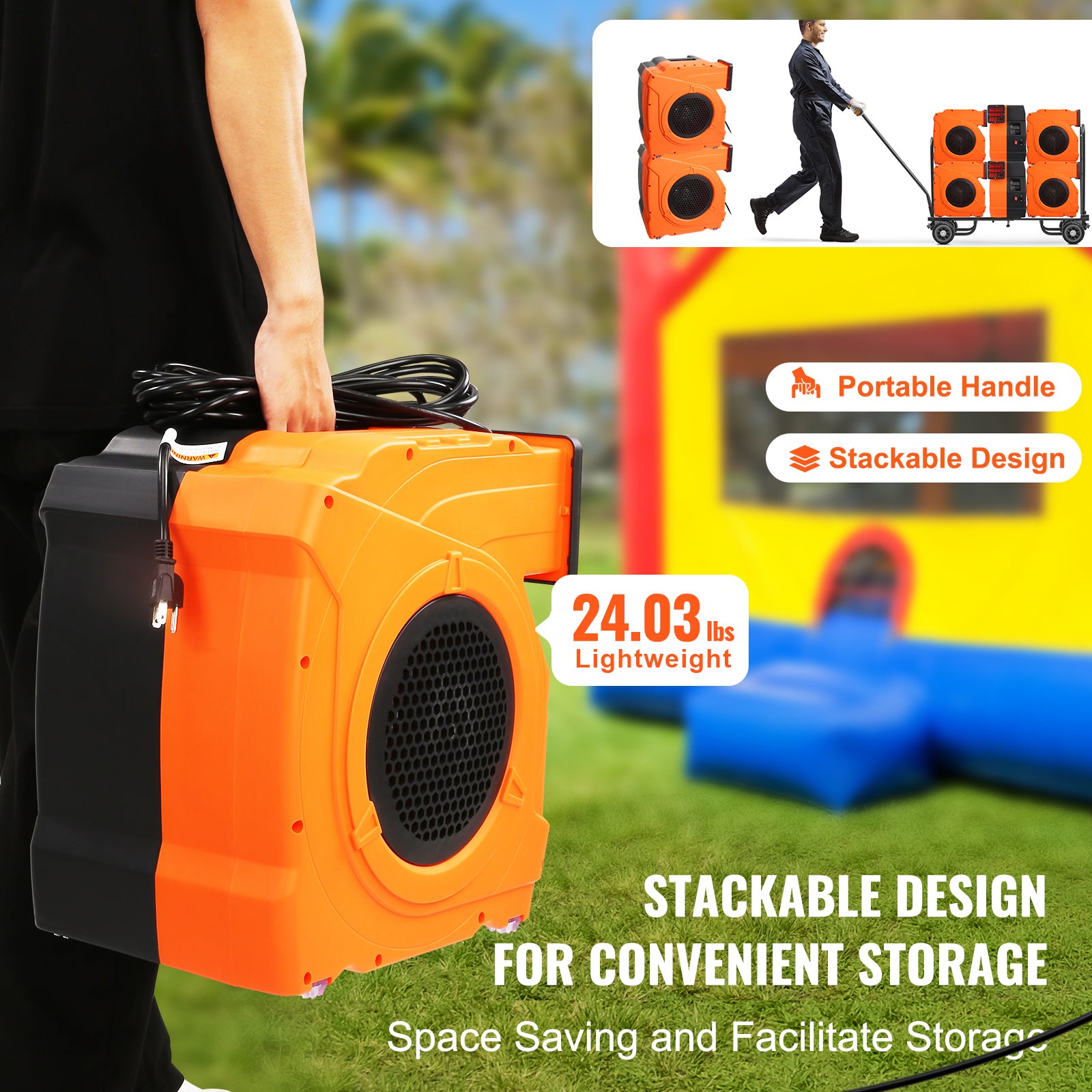 Inflatable Blower, 1500W, 2 & 2.1 HP Bounce House Blower, Pump Commercial Air Blower for Inflatables, 3100 RPM Bouncy Castle Electric Fan Perfect for Bounce House, Tested to UL Standards