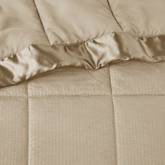 Oversized Down Alternative Blanket with Satin Trim Taupe King